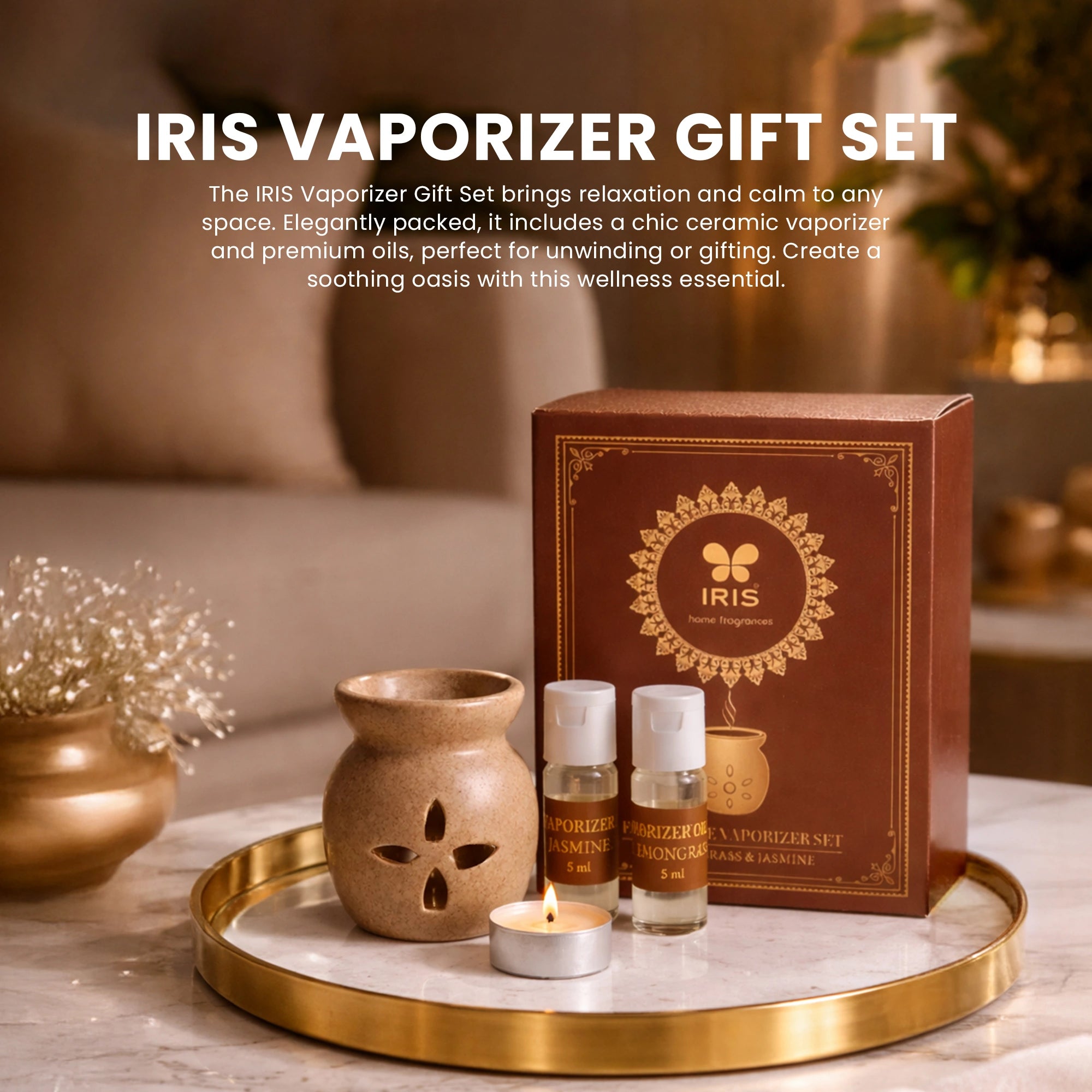 Aroma Vaporizer Set with Jasmine & Lemongrass Fragrance oil