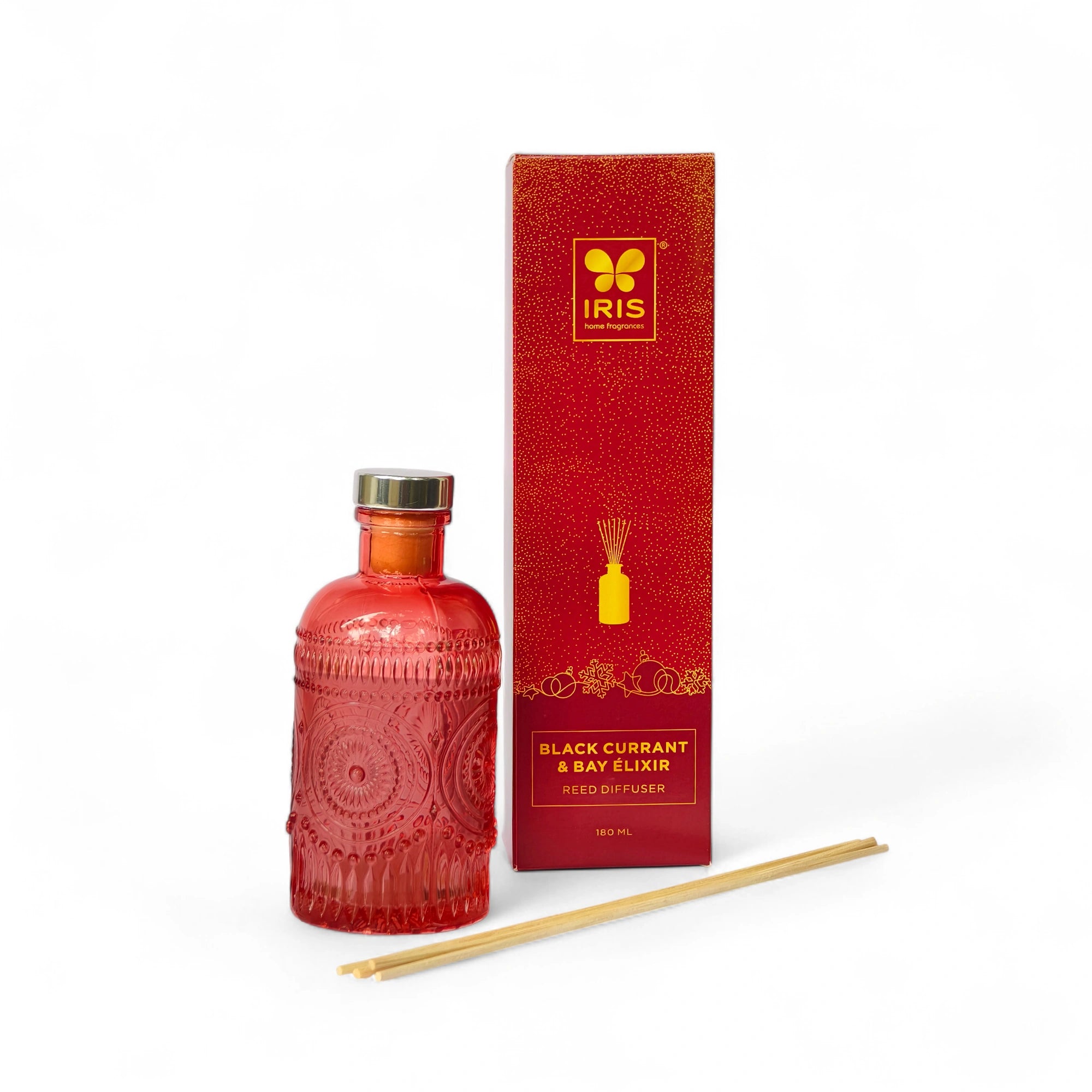 IRIS Reed Diffuser Set | Black Currant & Bay Elixir | 180ml & 8 Rattan Reeds