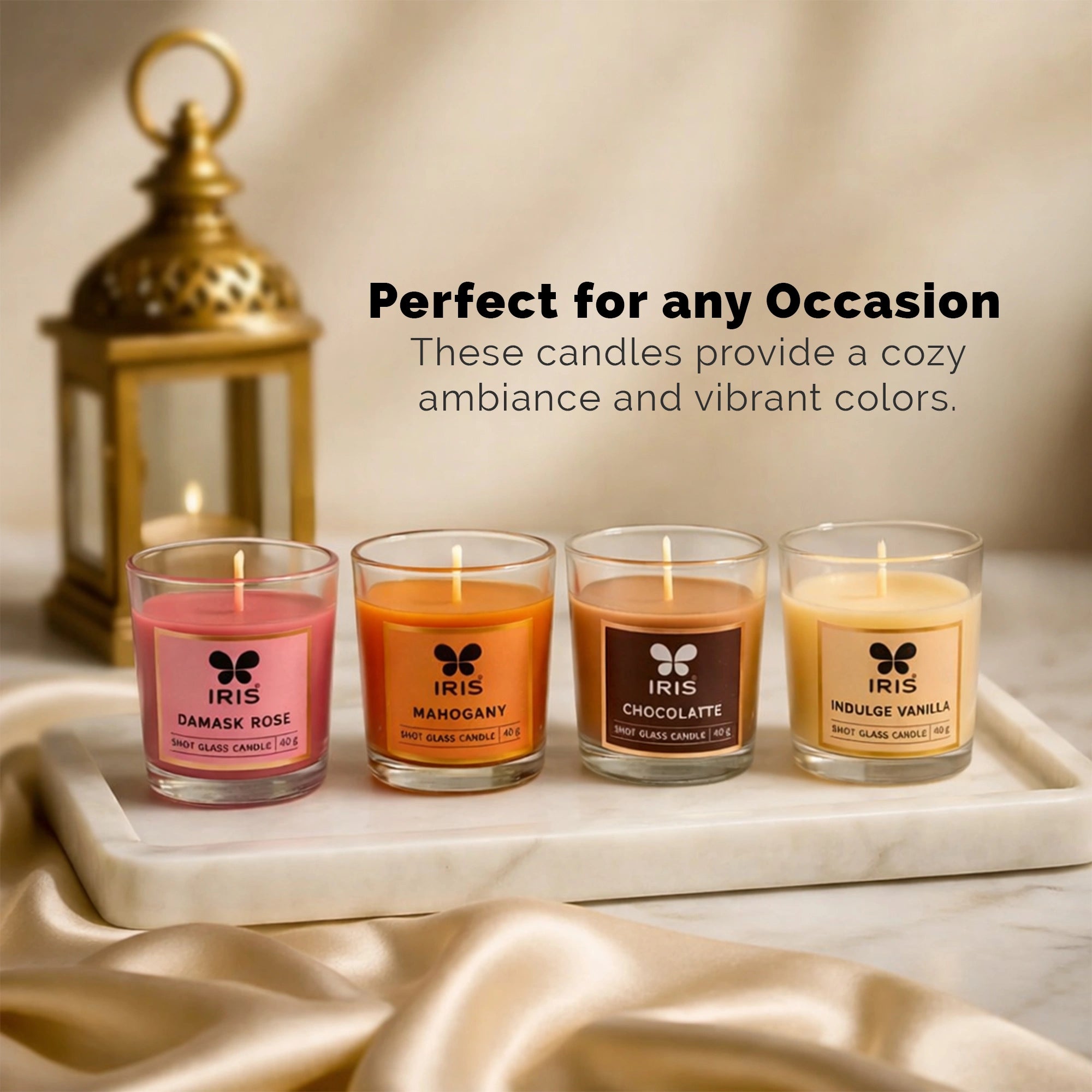 Shot Glass Candle | Pack of 4 | Burning time of 8Hrs each