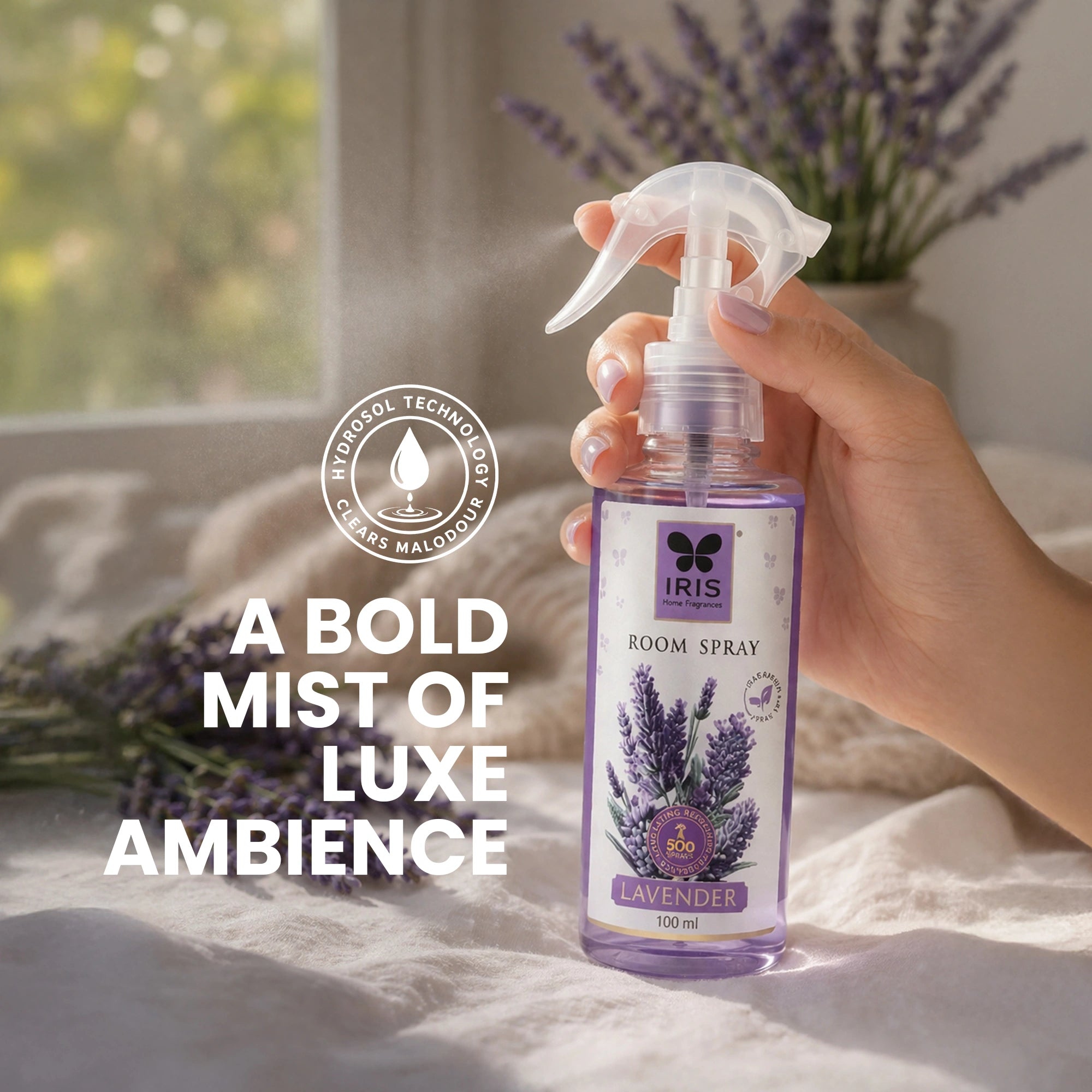 Lavender Room Spray 100ml | 500 Sprays | LPG & CFC Free | Non-Toxic