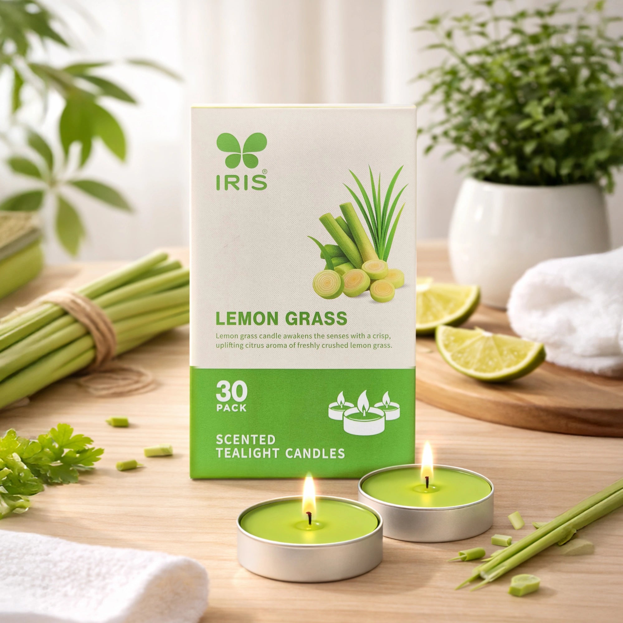 Lemongrass Scented Tealight Candles | Pack of 30