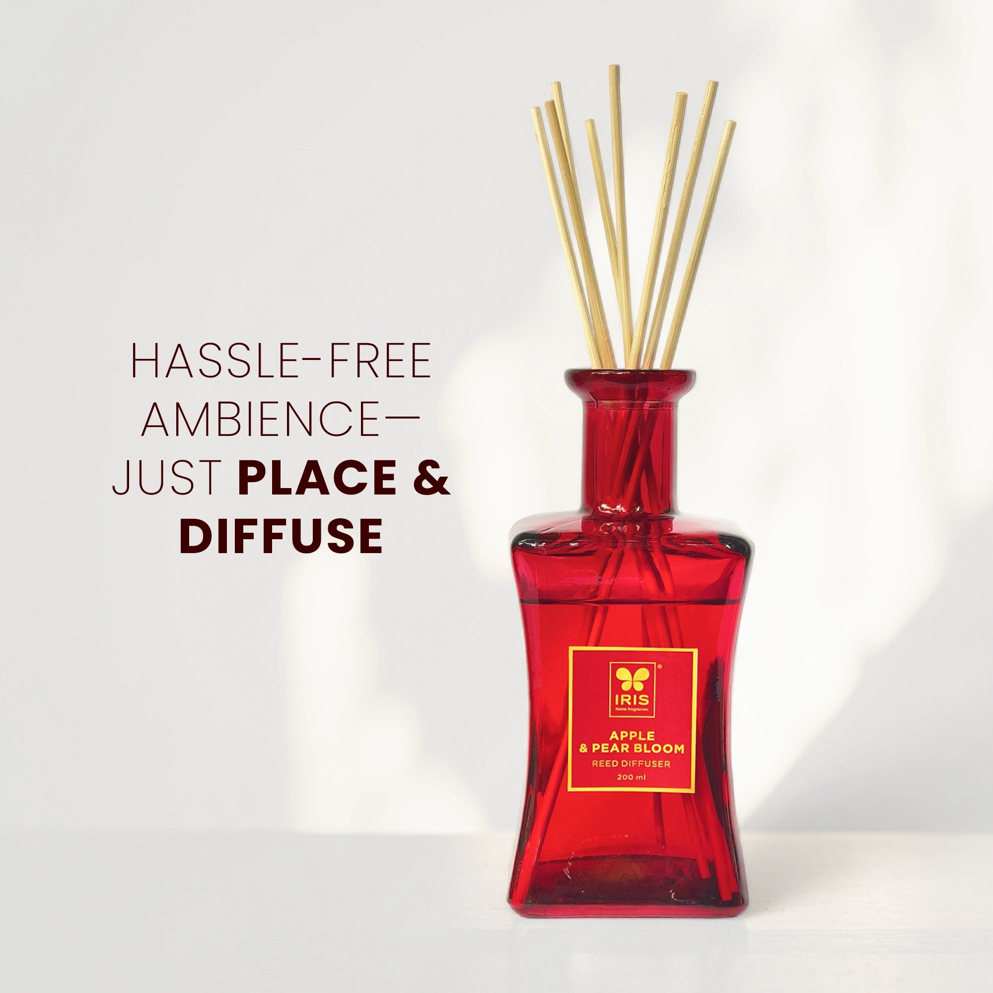 IRIS  Reed Diffuser Set |Apple & Pear Bloom|Lasts More than 30 Days | 200ml + 8 Rattan Reeds