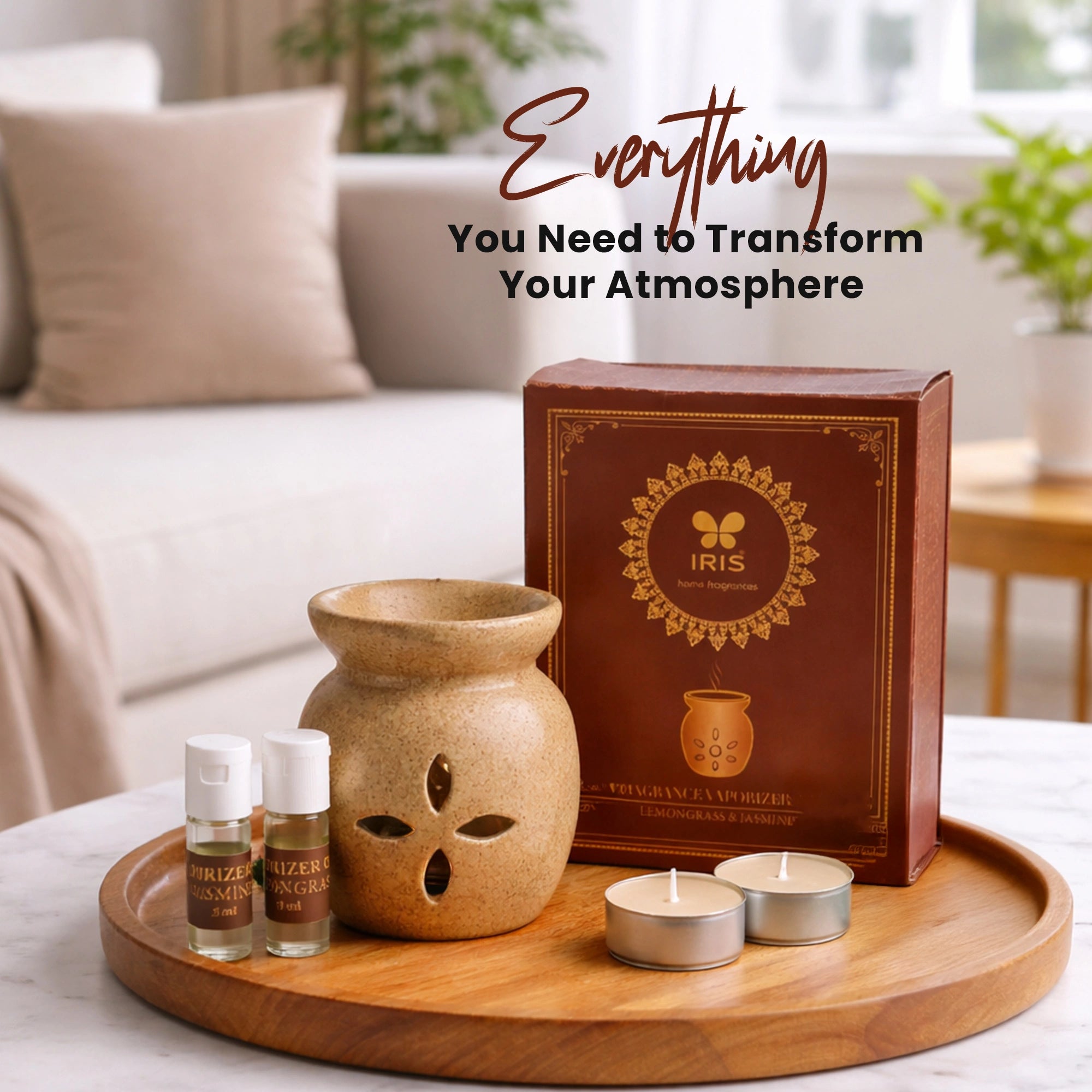 Aroma Vaporizer Set with Jasmine & Lemongrass Fragrance oil