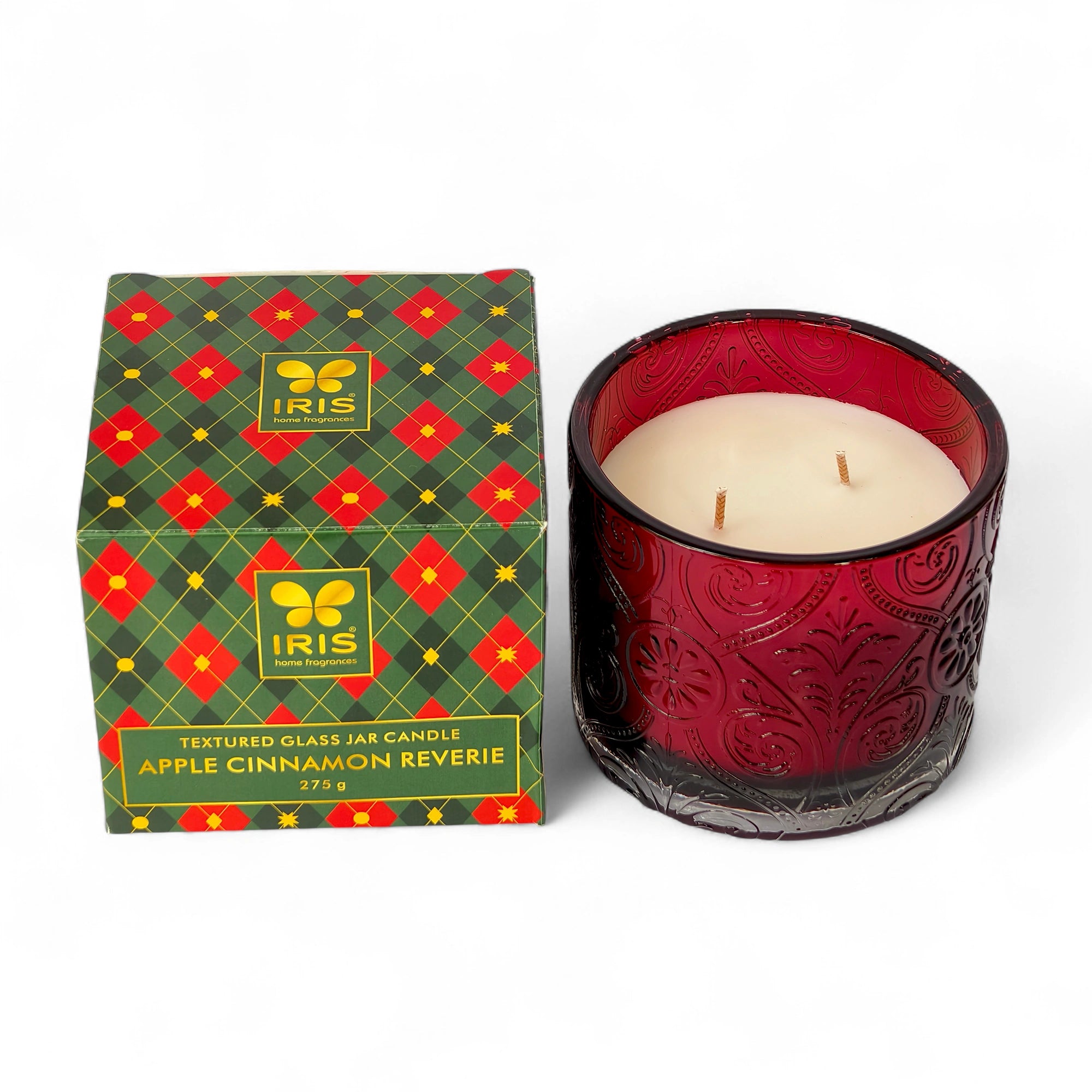 IRIS Apple Cinnamon Premium Glass Jar Candle | 30 Hr Burn Time