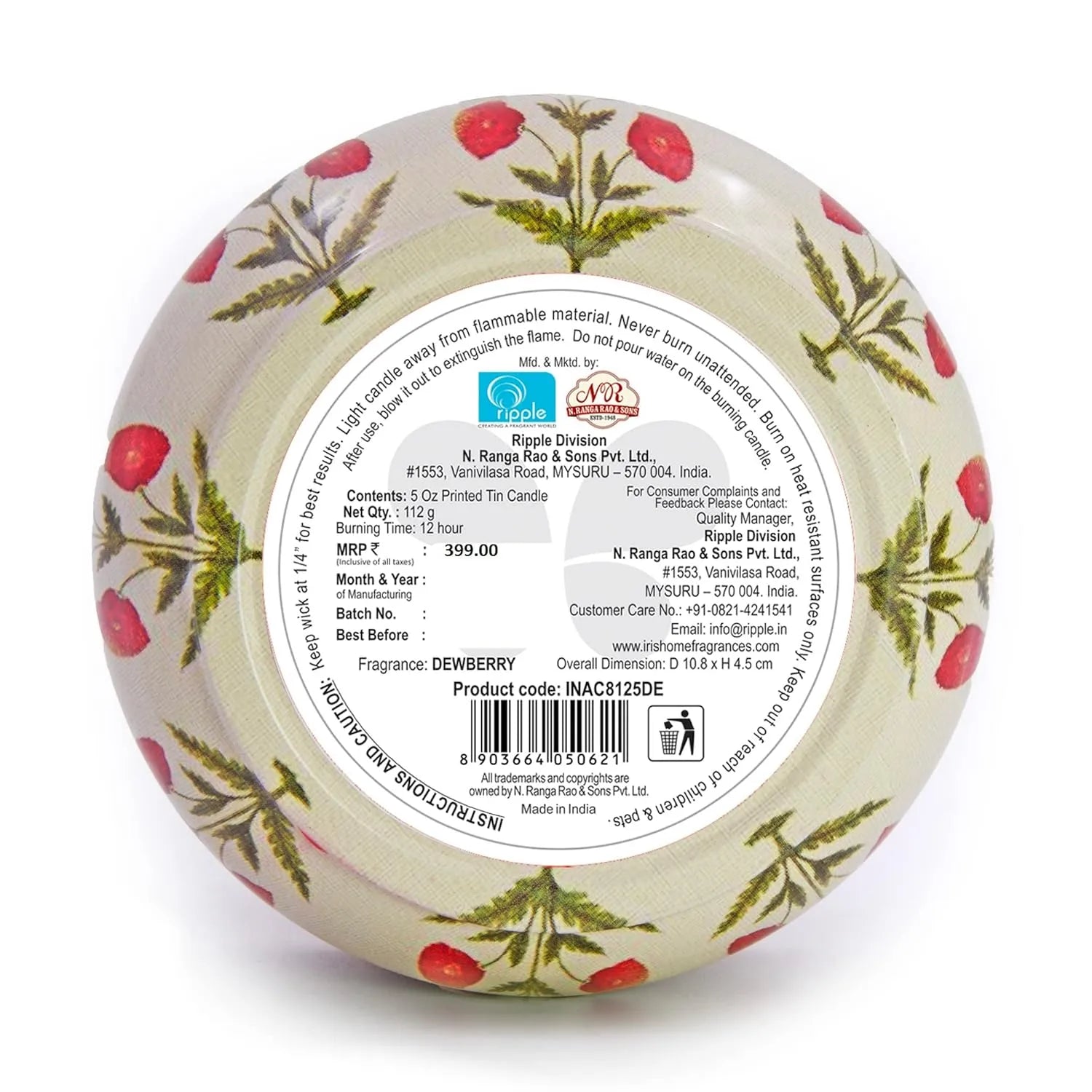 IRIS Dewberry Fragranced Tin Candle