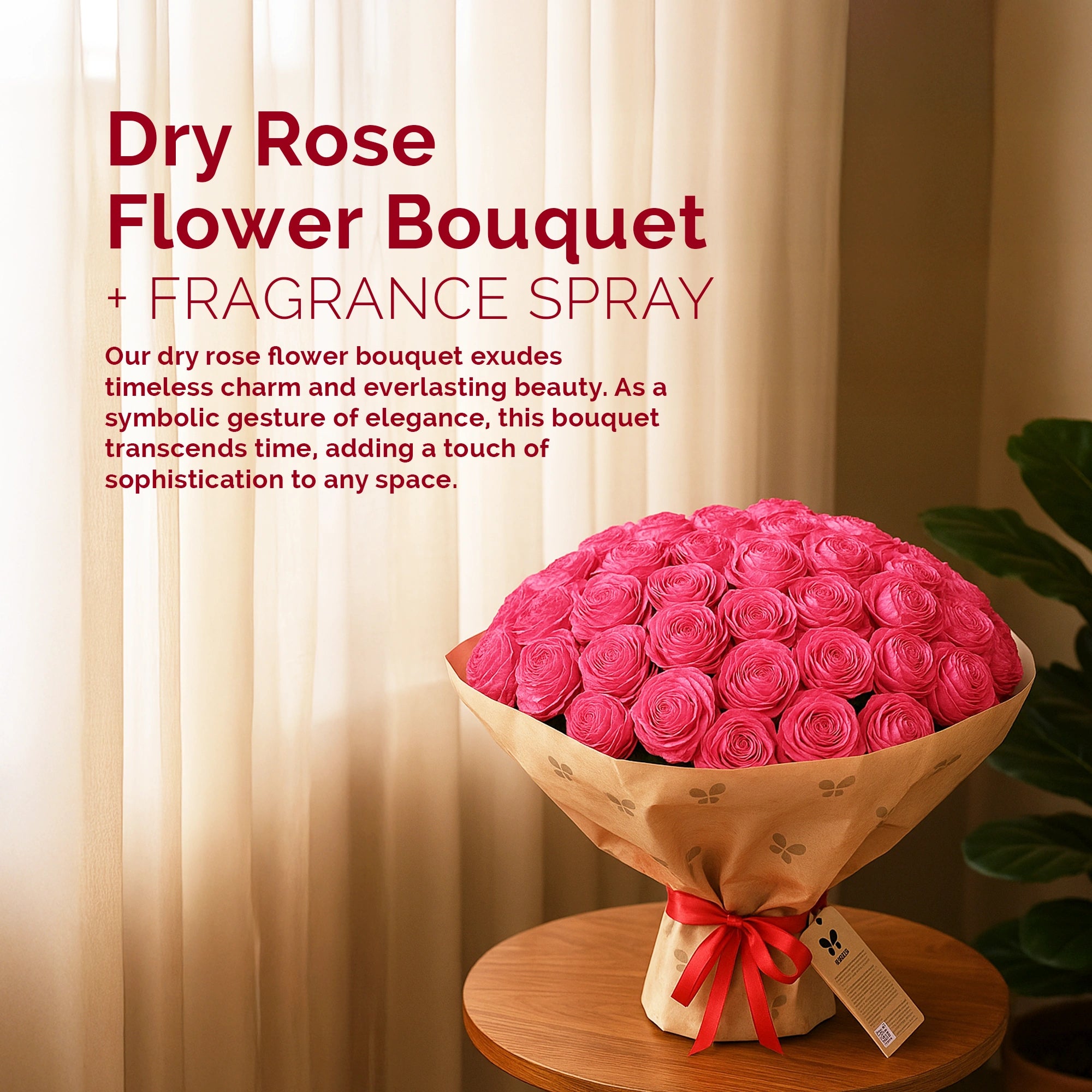 IRIS Dry Rose Flower Bouquet - Pink