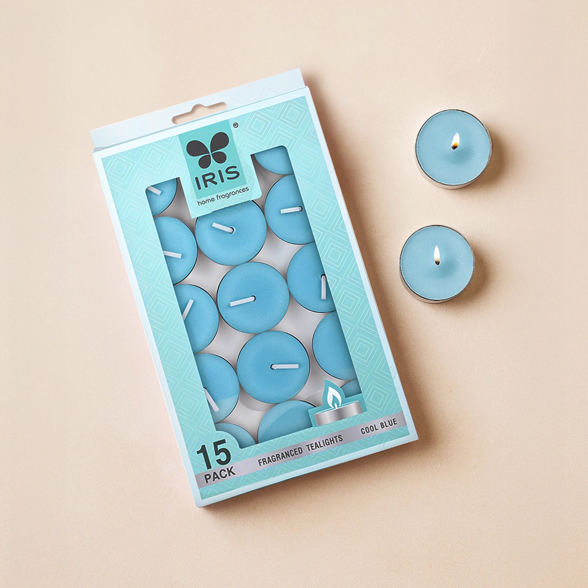 IRIS 15 Pack Fragranced Tealights - Cool Blue