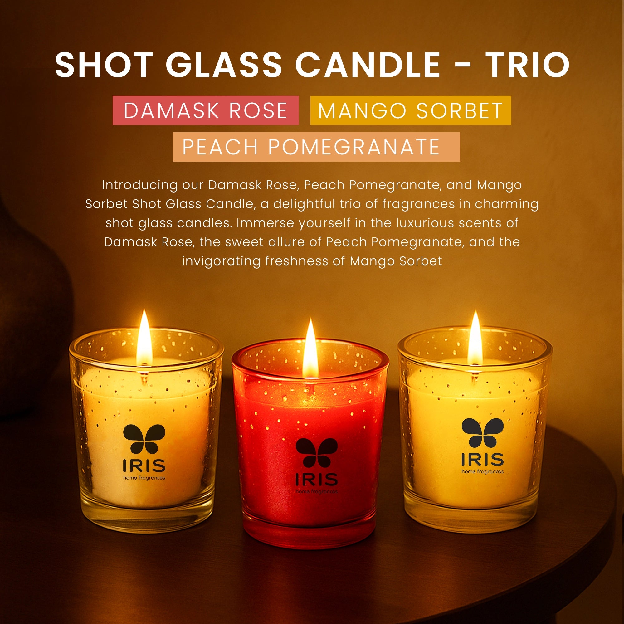 IRIS Fragranced Shot Glass Candle - Trio