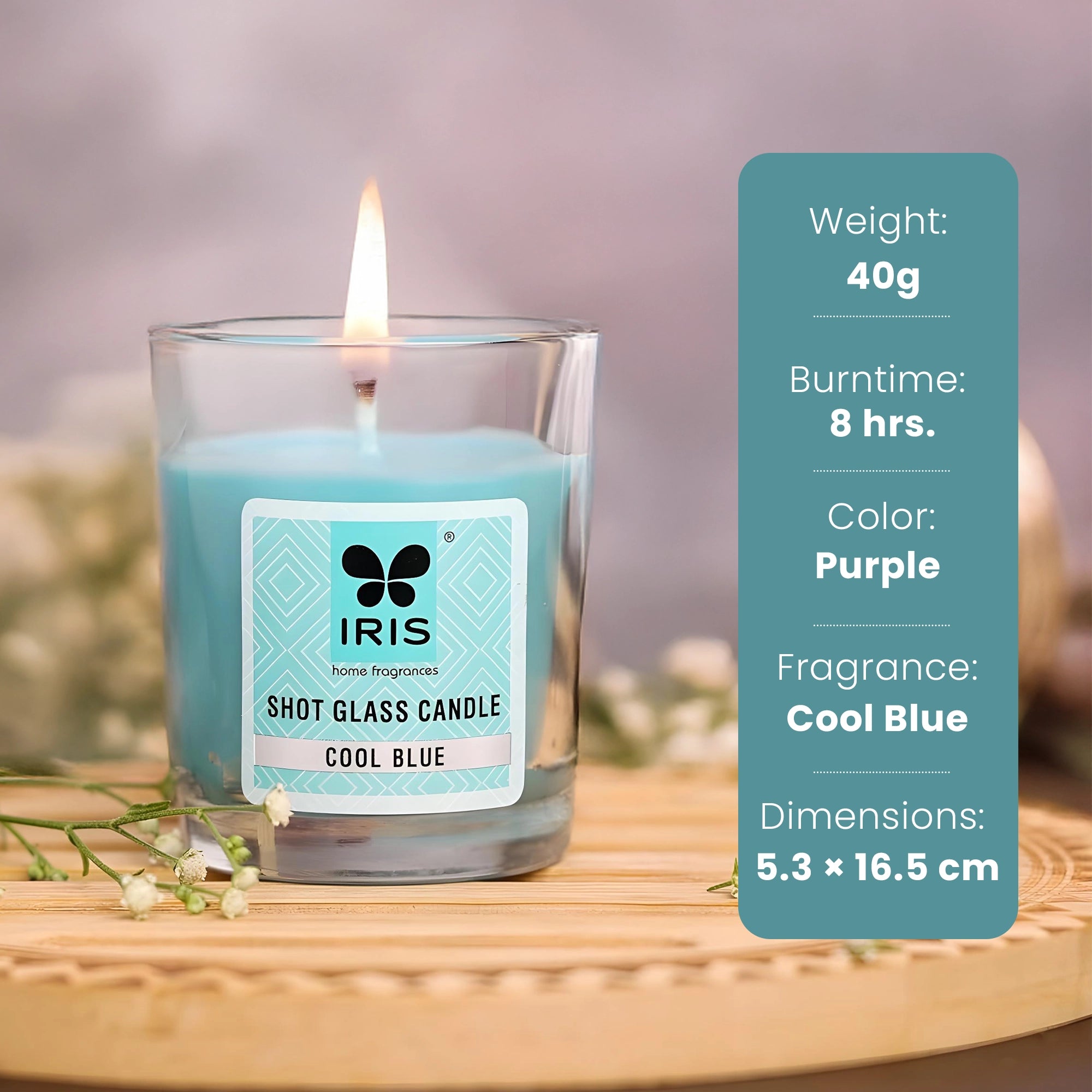 IRIS Shot Glass Candle - Cool Blue