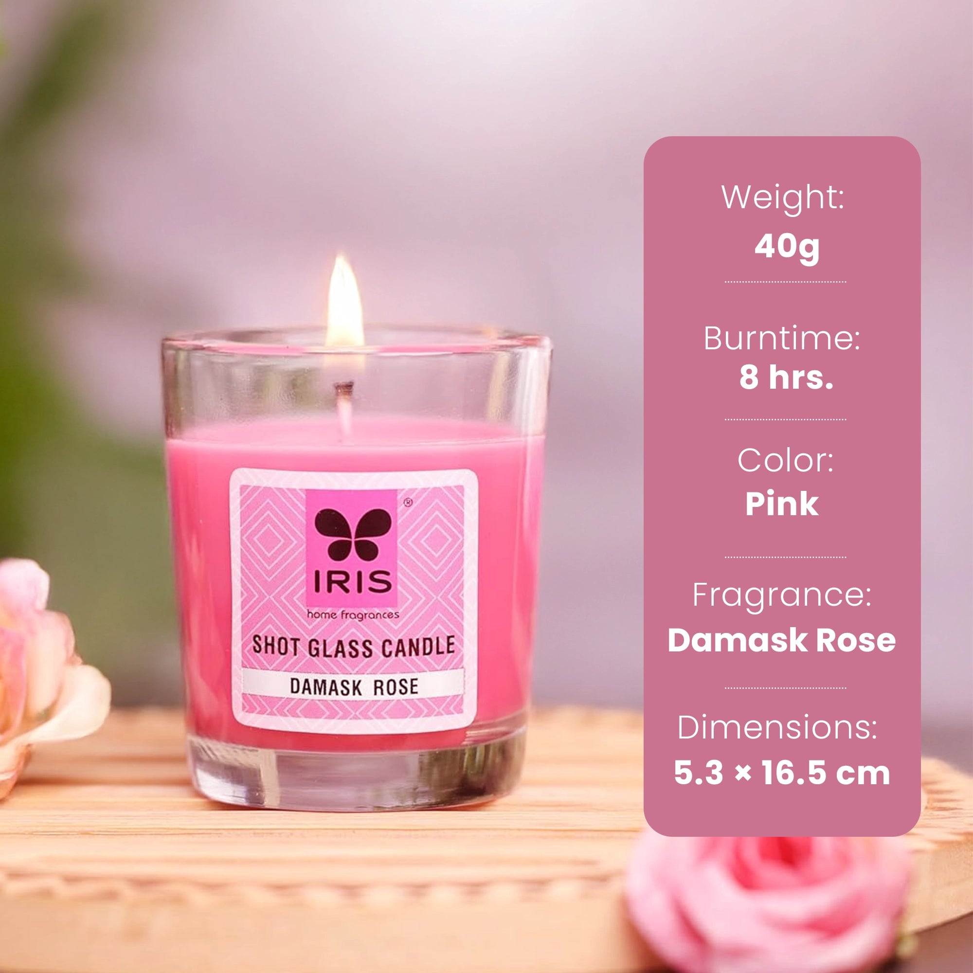 IRIS Shot Glass Candle - Damask Rose