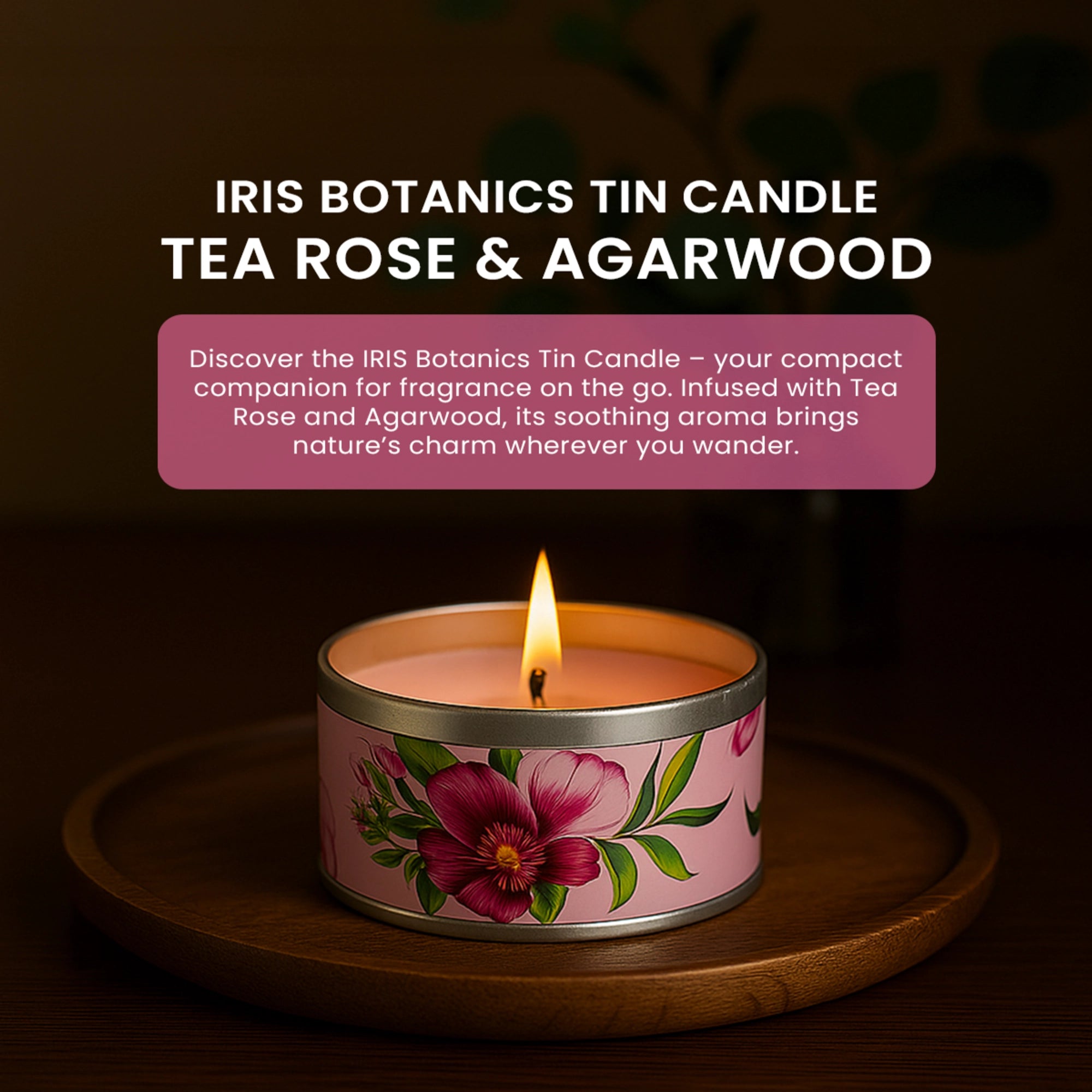 Tea Rose & Agarwood Tin Candle