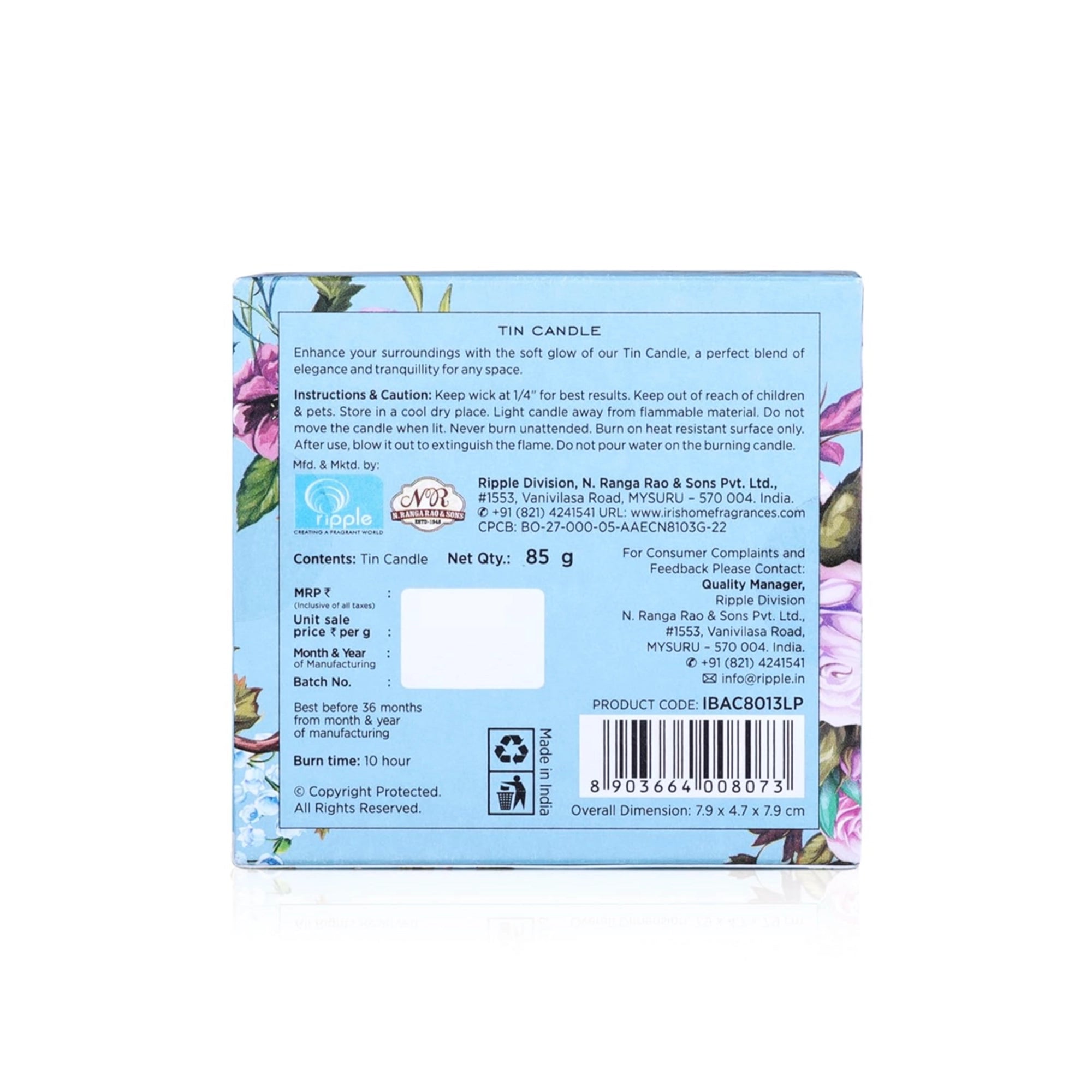 IRIS Botanics Tin Candle - Lilac & Peony