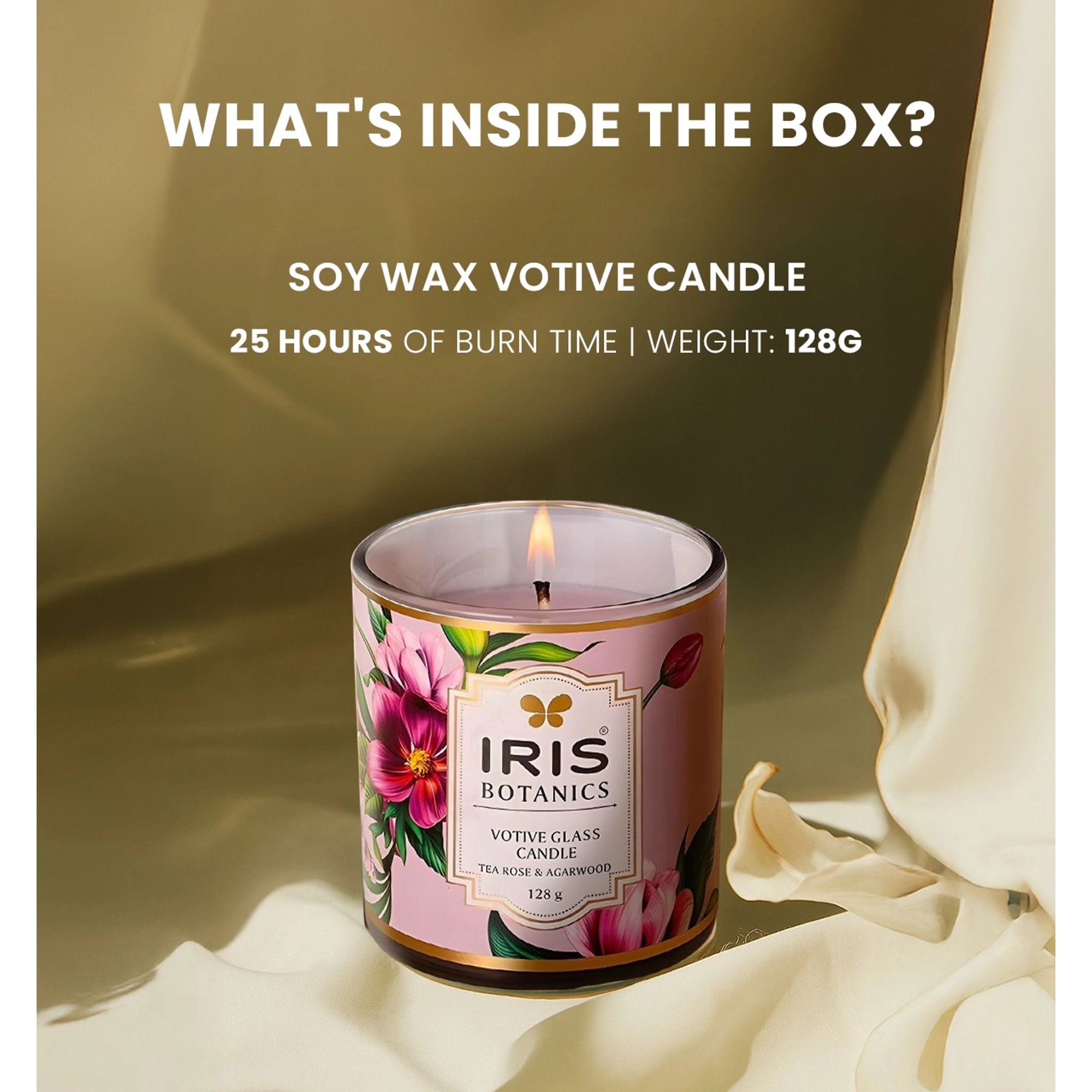 Tea Rose & Agarwood Votive Glass Candle