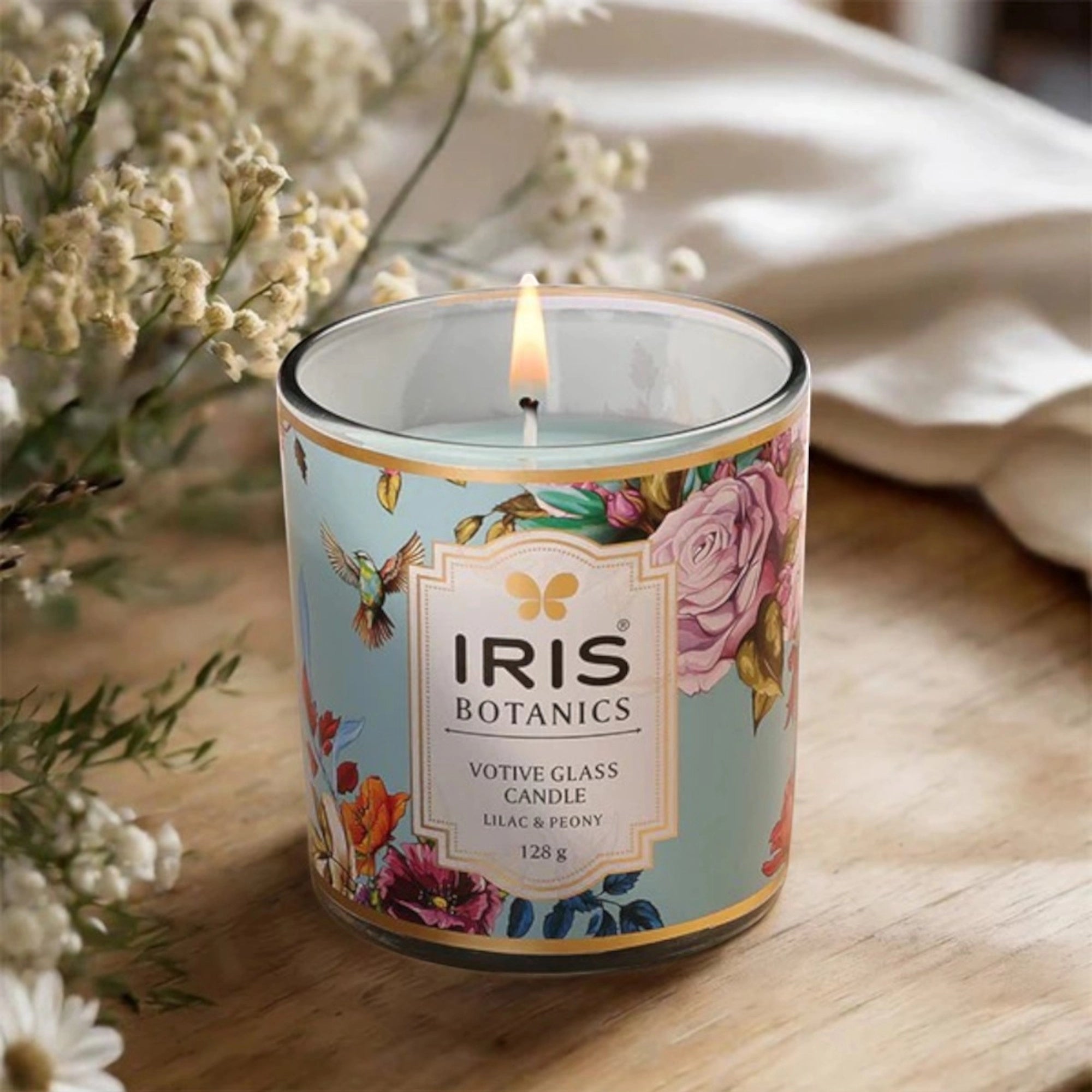 IRIS Botanics Votive Glass Candle - Lilac & Peony