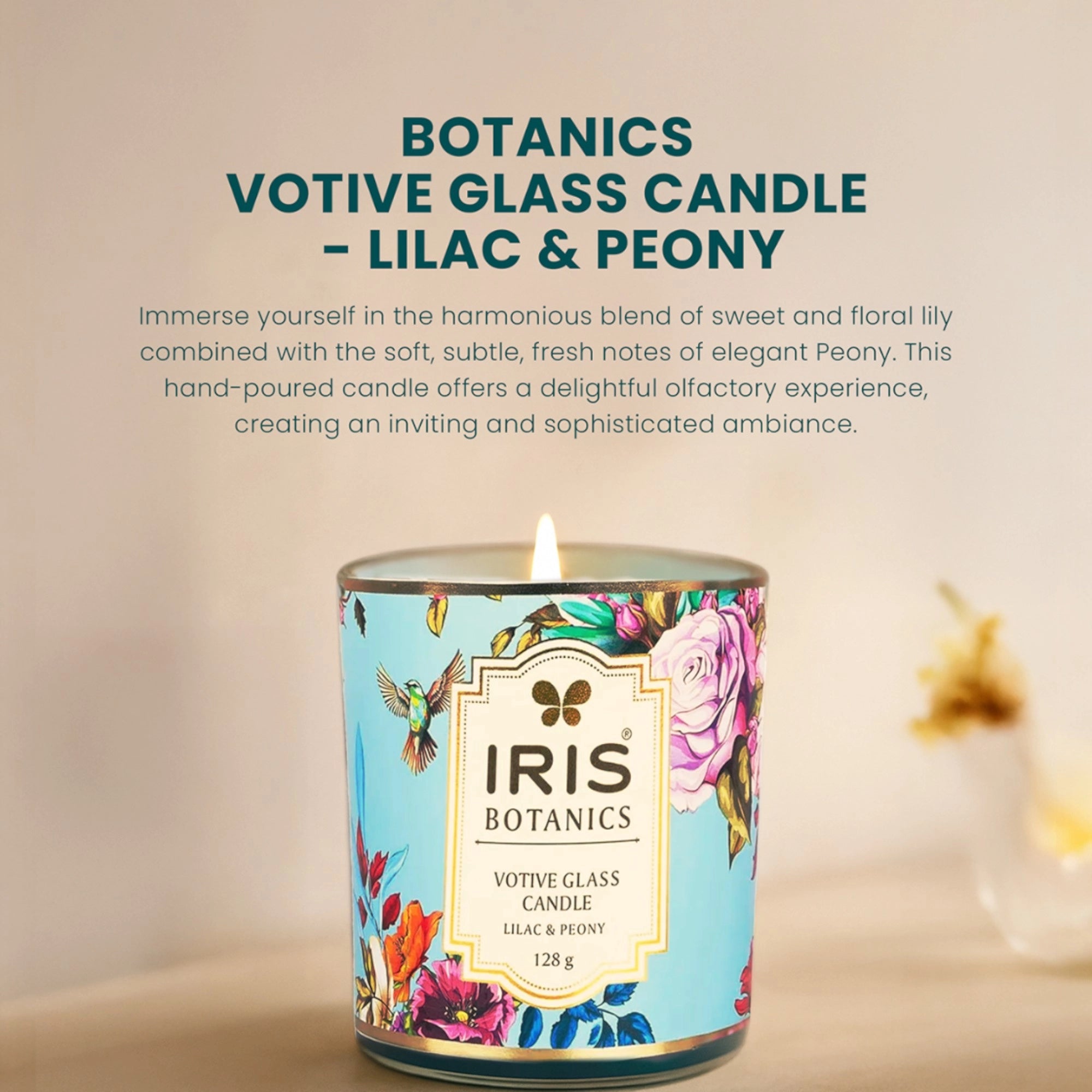 IRIS Botanics Votive Glass Candle - Lilac & Peony