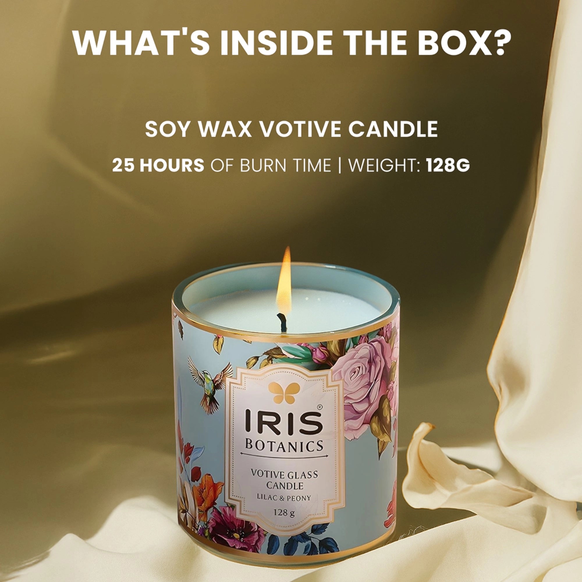 IRIS Botanics Votive Glass Candle - Lilac & Peony