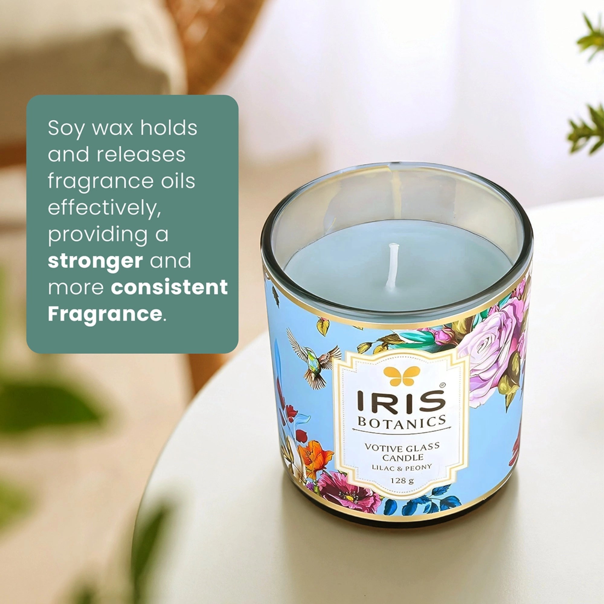 IRIS Botanics Votive Glass Candle - Lilac & Peony