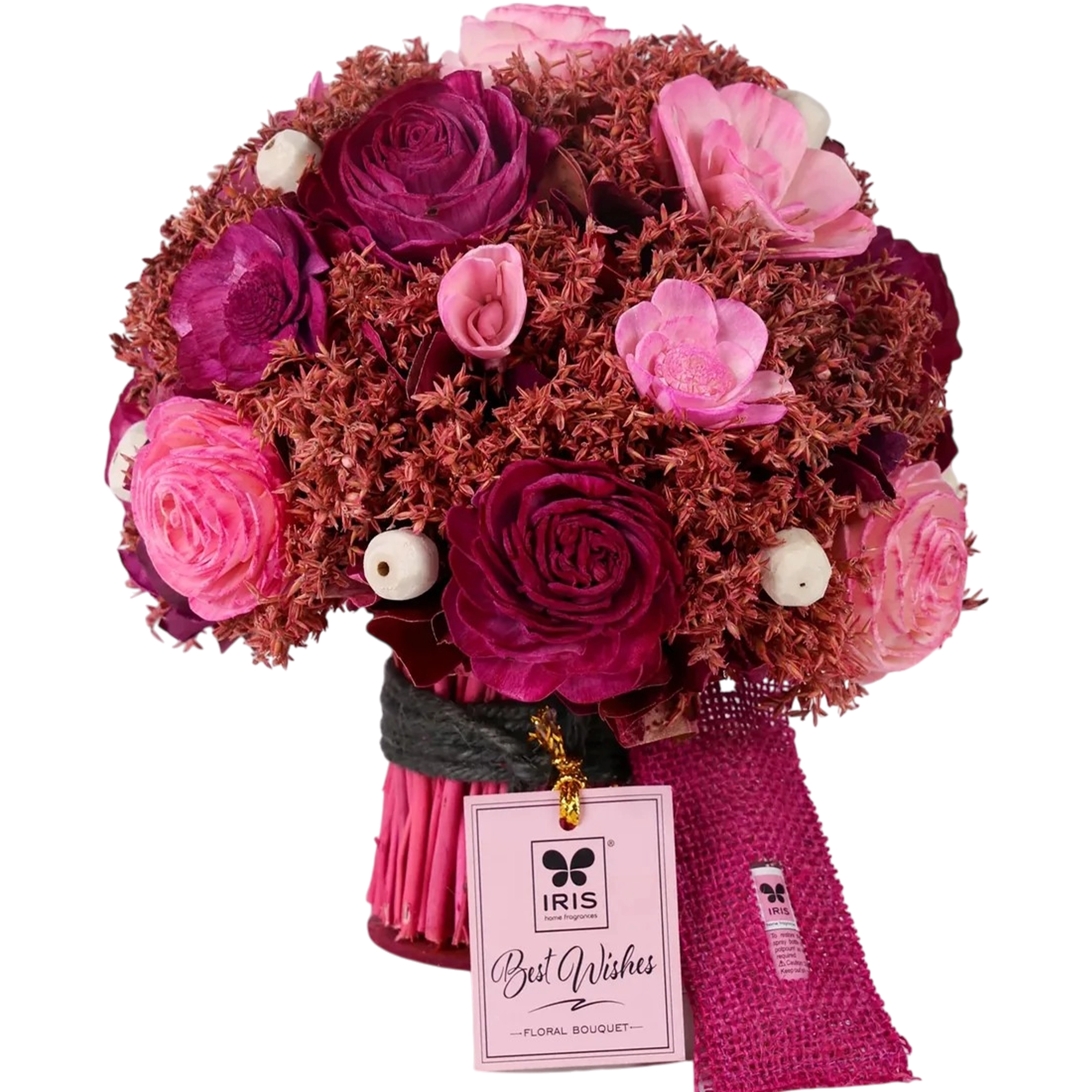 IRIS Mini Dry Flower Bouquet with a free fragrance spray