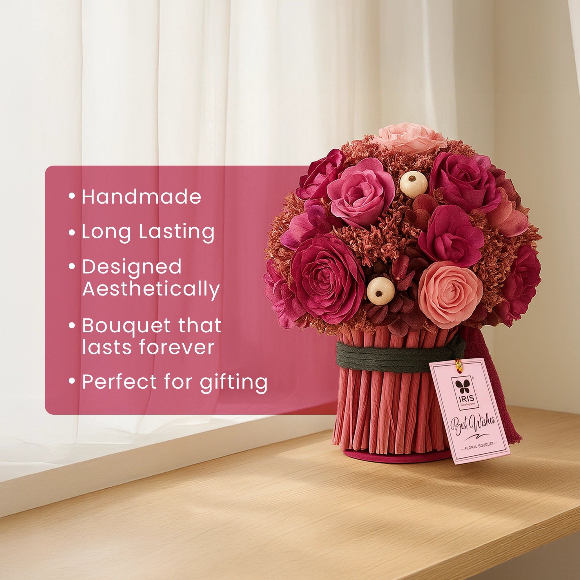 IRIS Mini Dry Flower Bouquet with a free fragrance spray