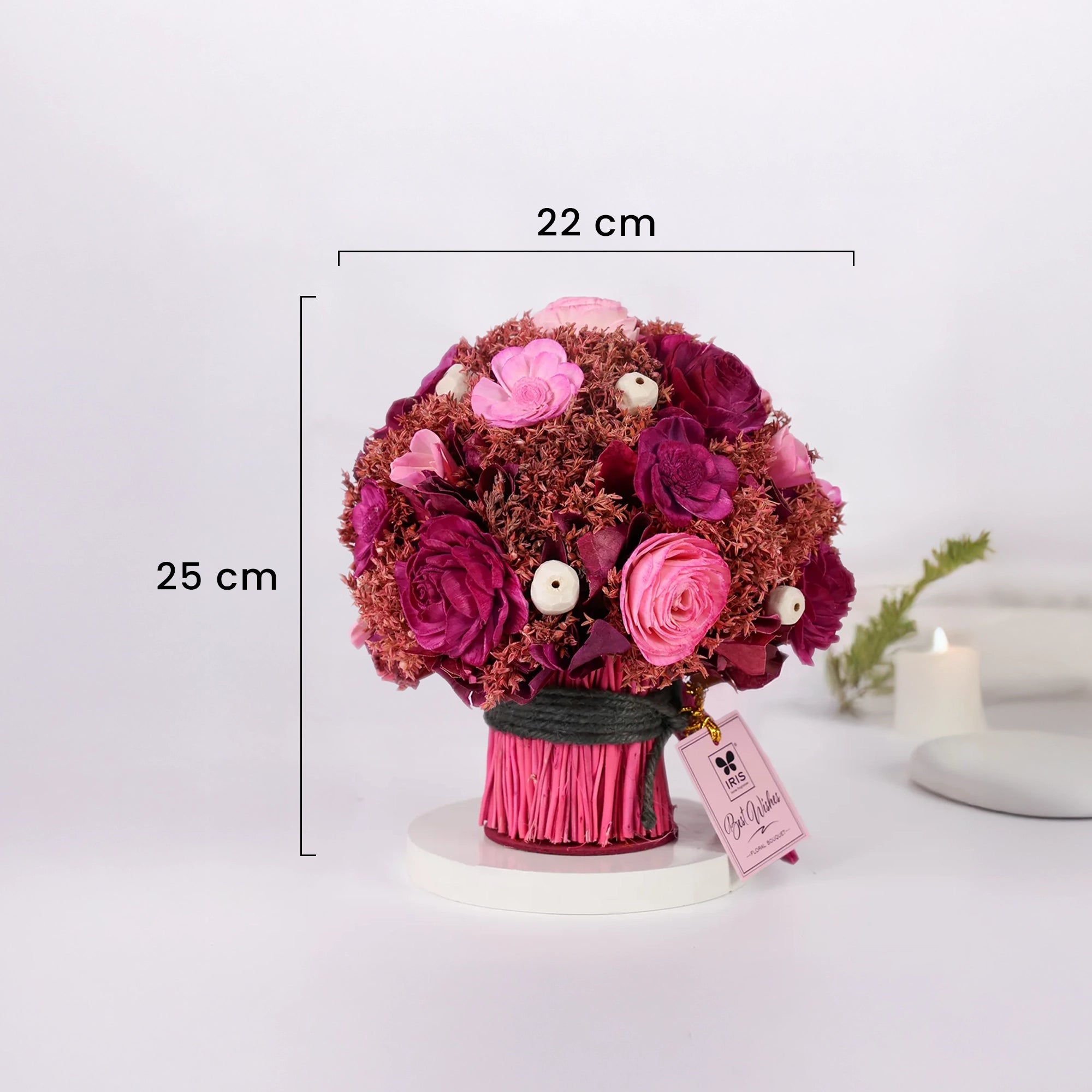 IRIS Mini Dry Flower Bouquet with a free fragrance spray
