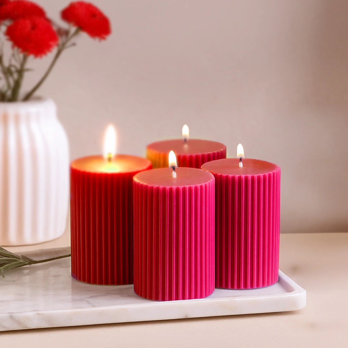 IRIS Berry Pop Fragranced Pillar Candles Pack of 4