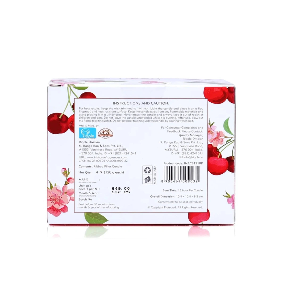 IRIS Berry Pop Fragranced Pillar Candles Pack of 4