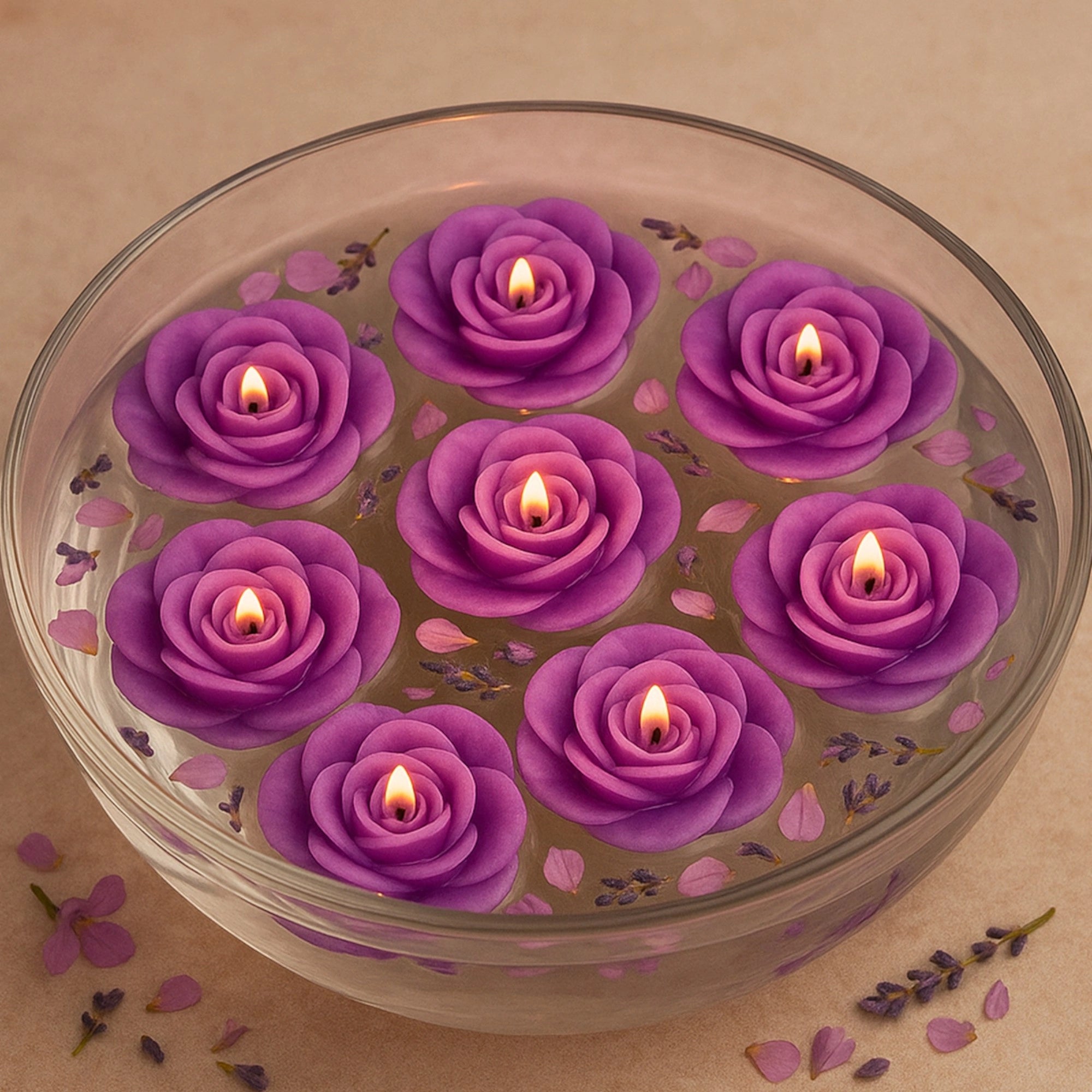 IRIS Lavender Floater Candle Pack of 8