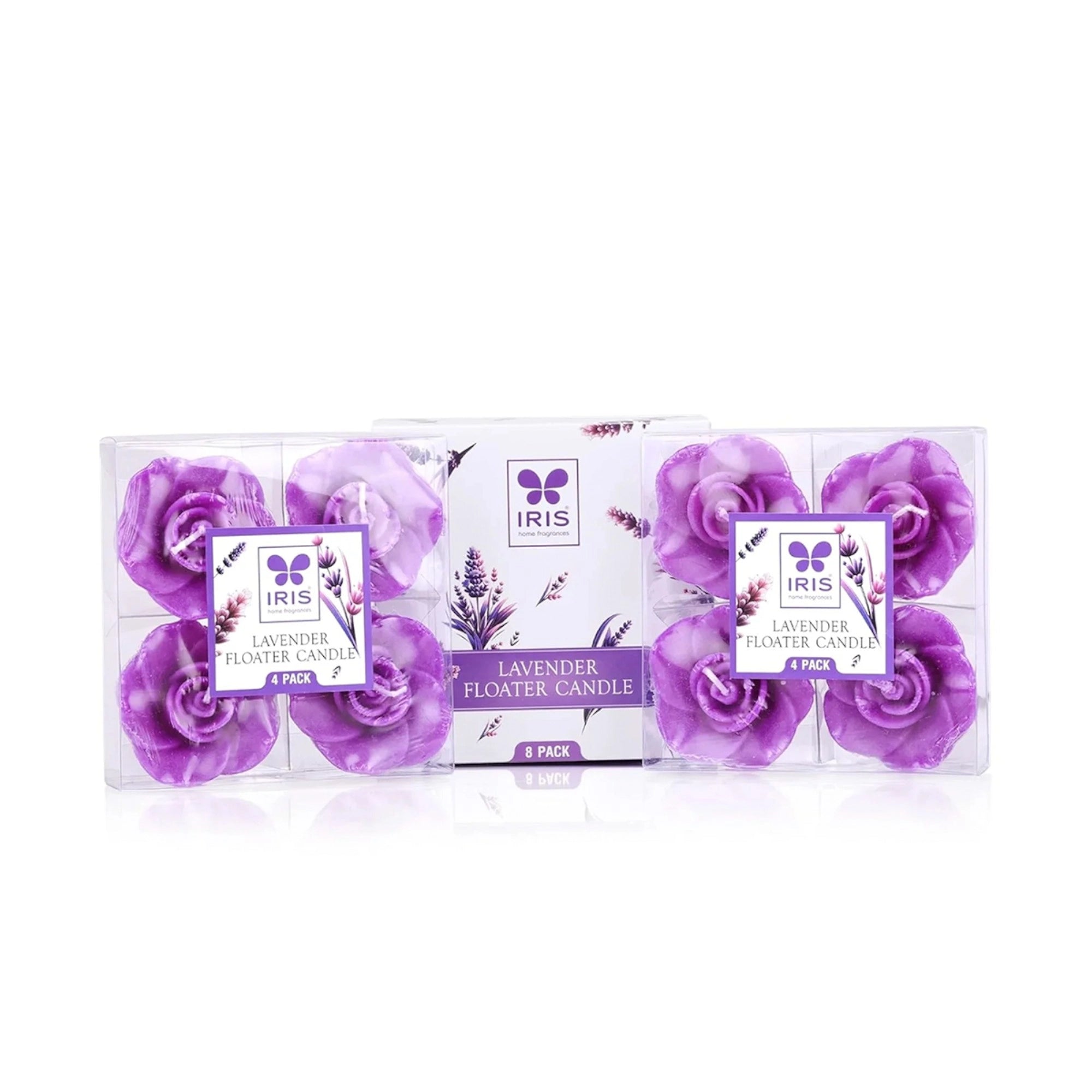IRIS Lavender Floater Candle Pack of 8