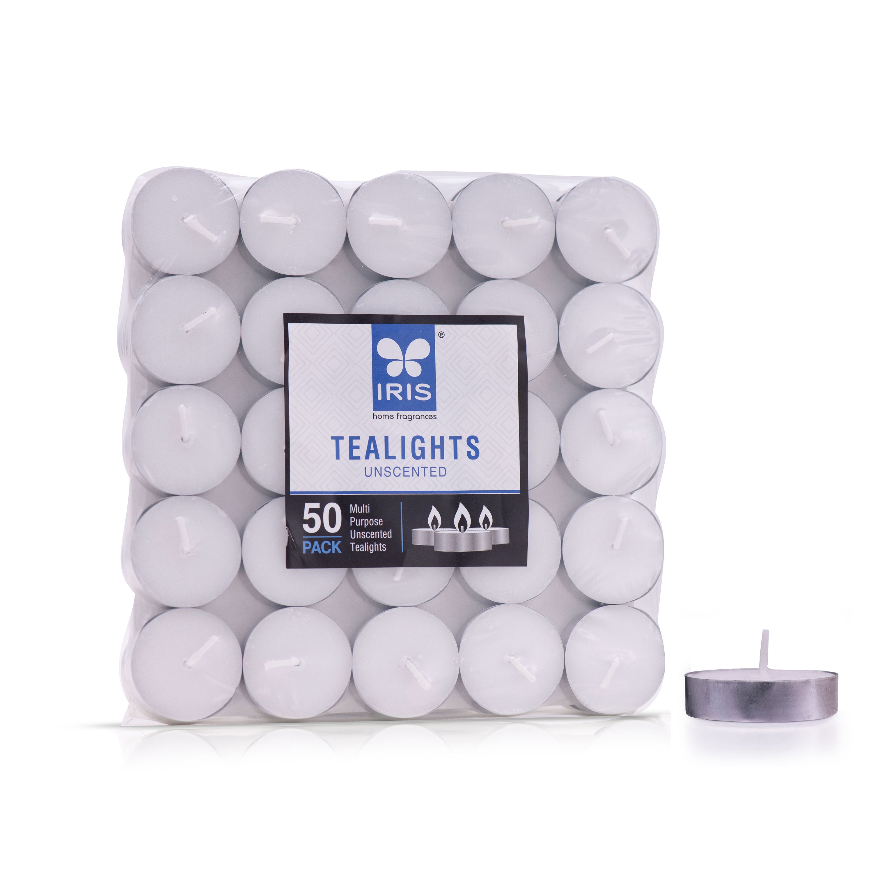 IRIS Pack of 50 Unscented Tea lights