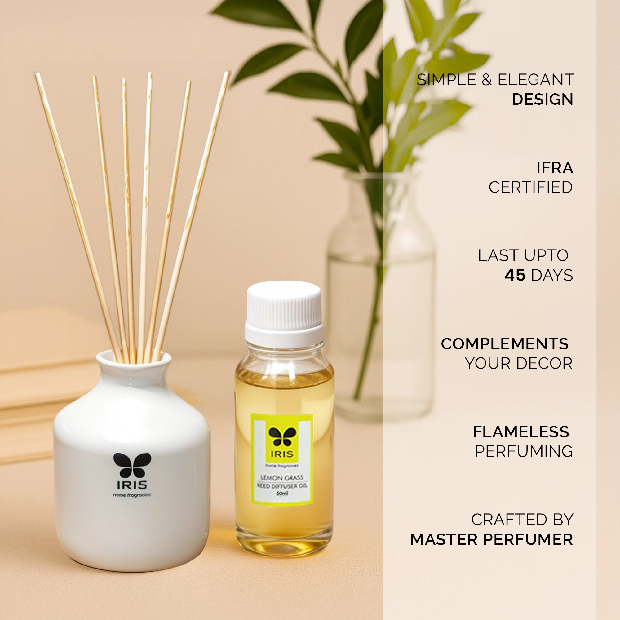 IRIS Lemon Grass Reed Diffuser Set
