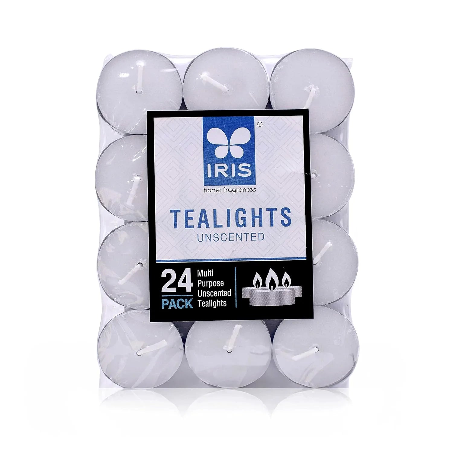 IRIS Pack of 24 Unscented Tea lights