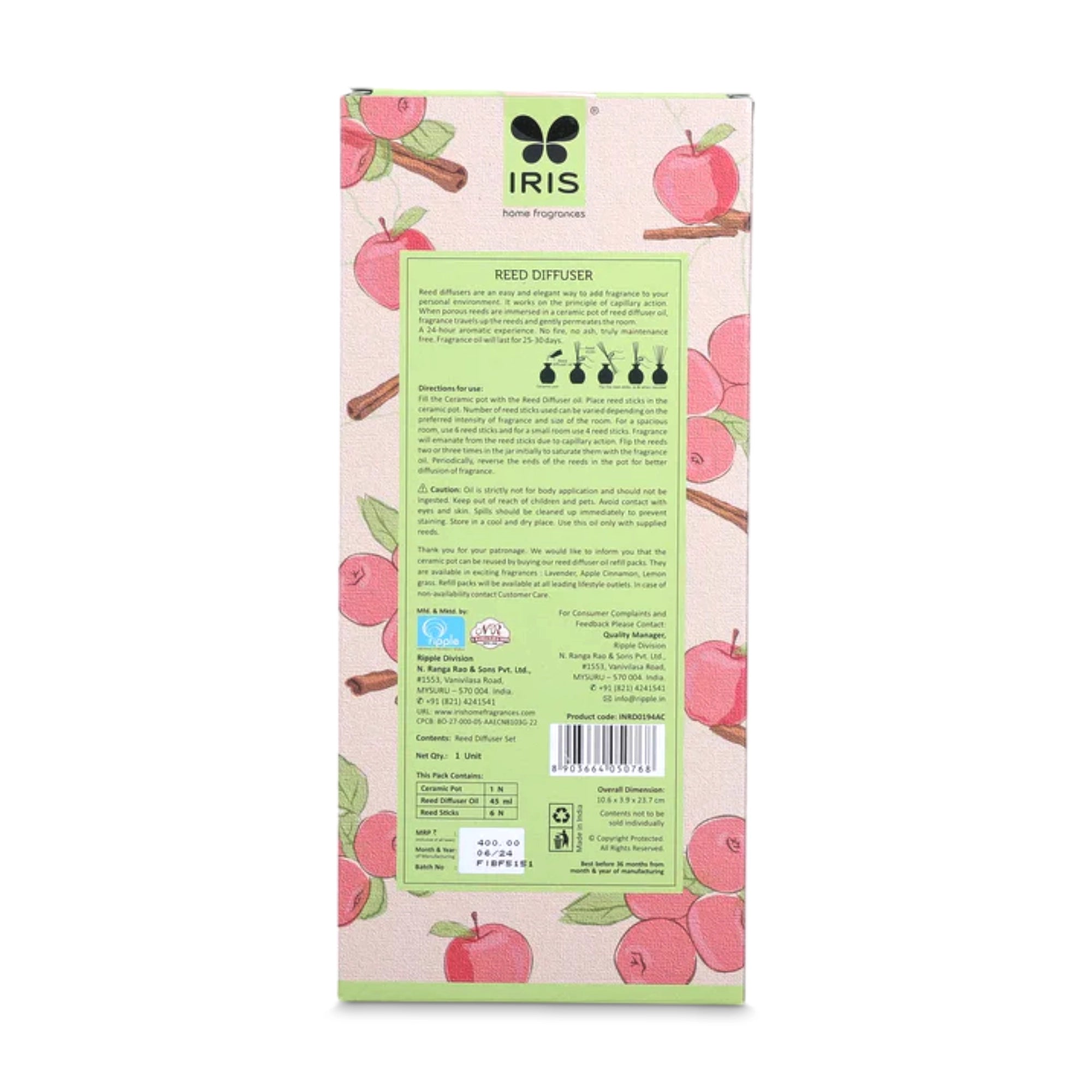 IRIS Apple Cinnamon Reed Diffuser Set 194