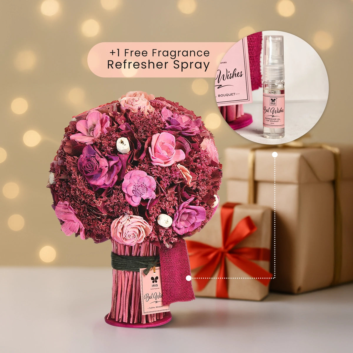IRIS Dry Flower Bouquet with a free fragrance spray