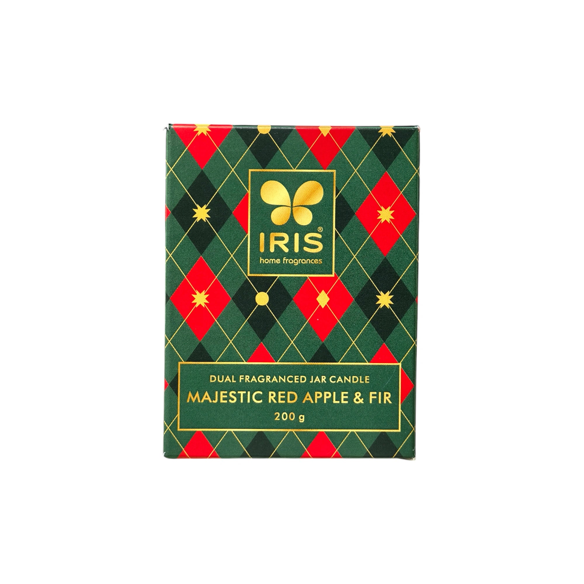 IRIS 2 in 1 Fragranced Jar Candle |Red apple and Fir| 28 Hour Burn Time