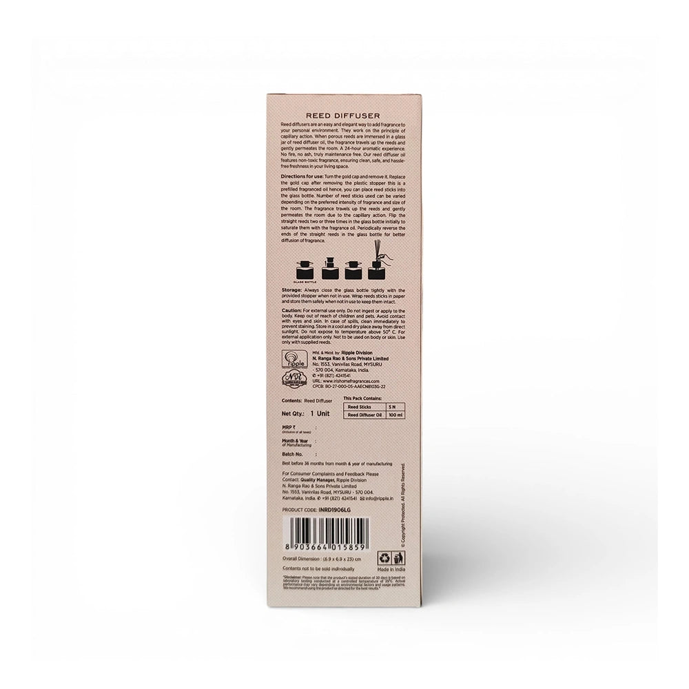 Lemongrass Frosted Glass Reed Diffuser Set by IRIS |100ml oil and 5 Fibre Reed sticks