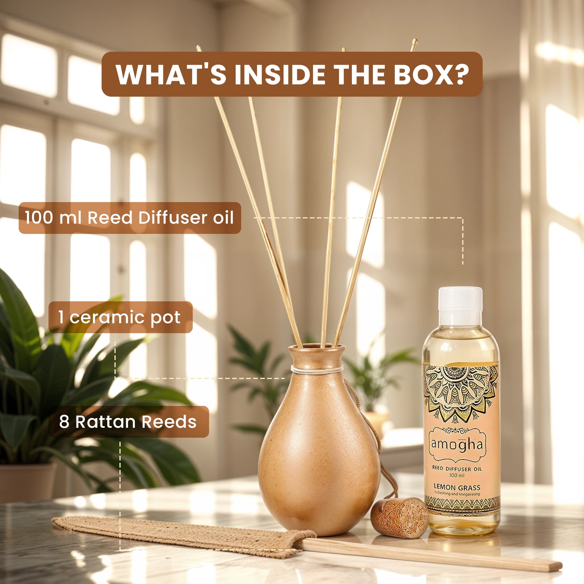 Amogha Lemon Grass Reed Diffuser Set