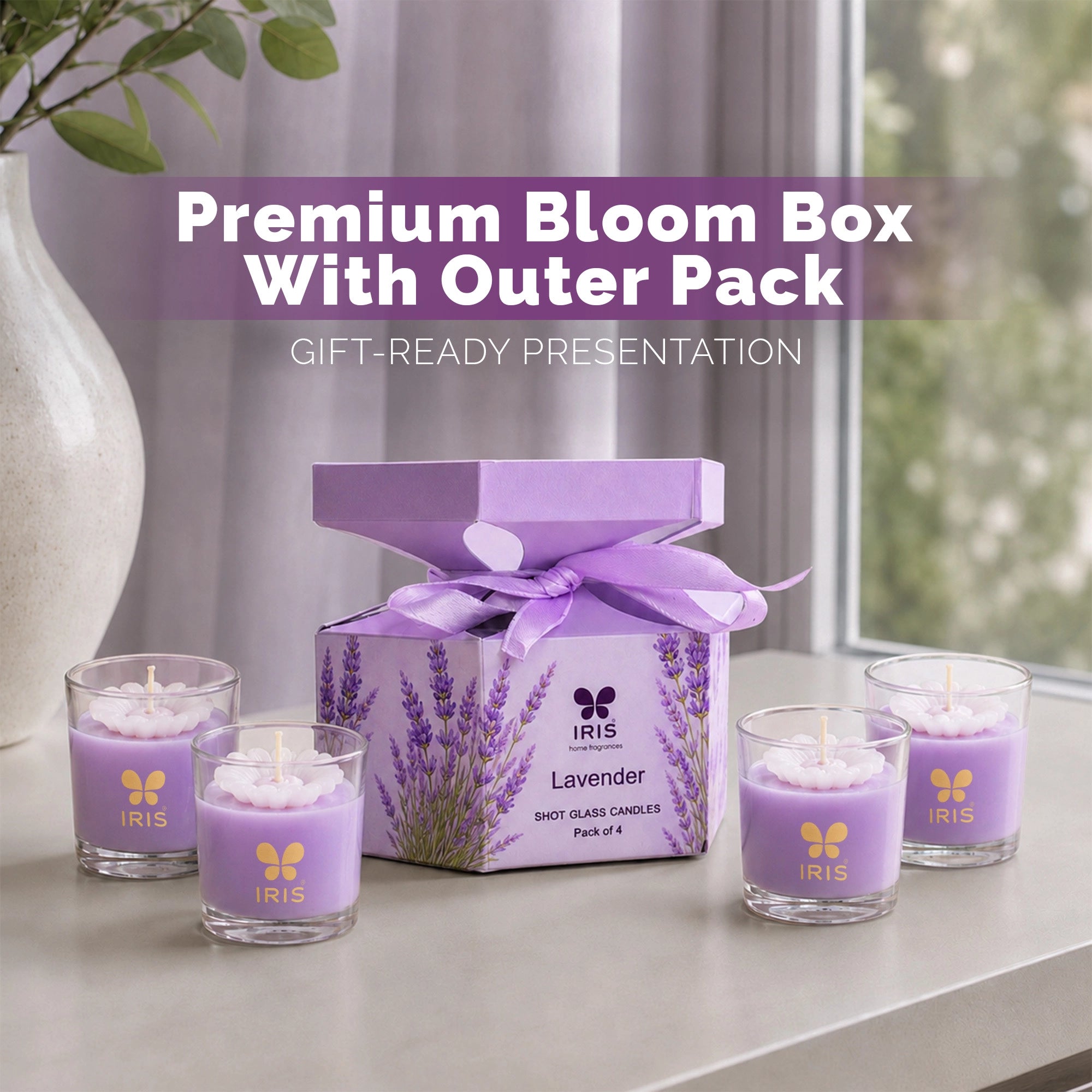 Lavender Scented Shot Glass Candle Gift Set | Pack of 4 |