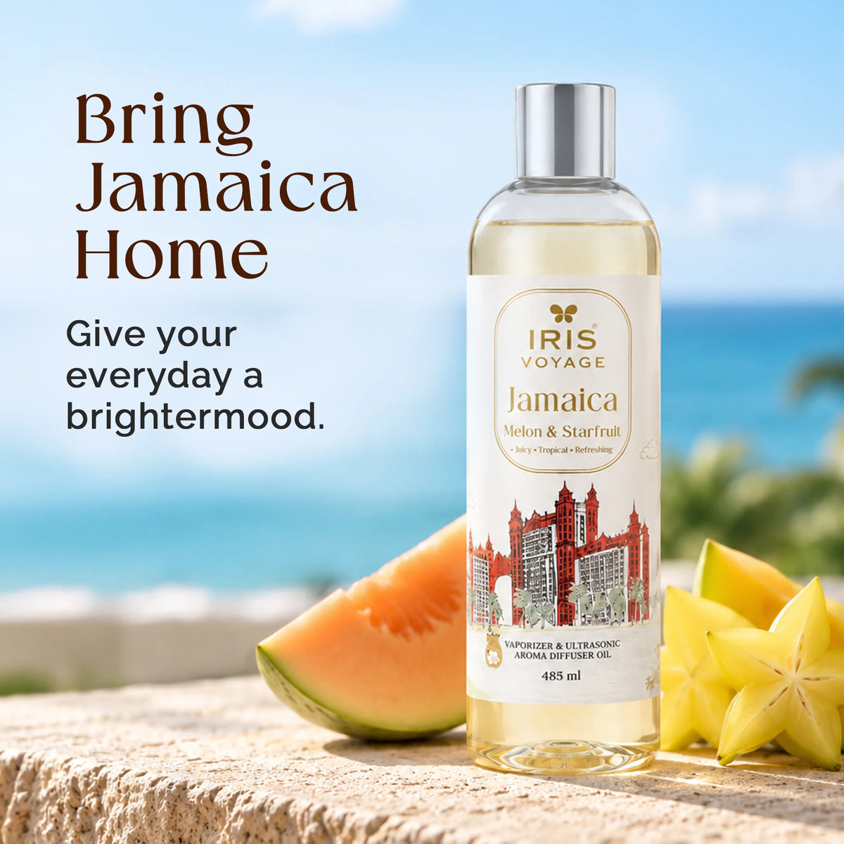 IRIS Voyage Jamaica | Melon Starfruit Aroma Vaporizer & Ultrasonic Diffuser Oil 485 ml