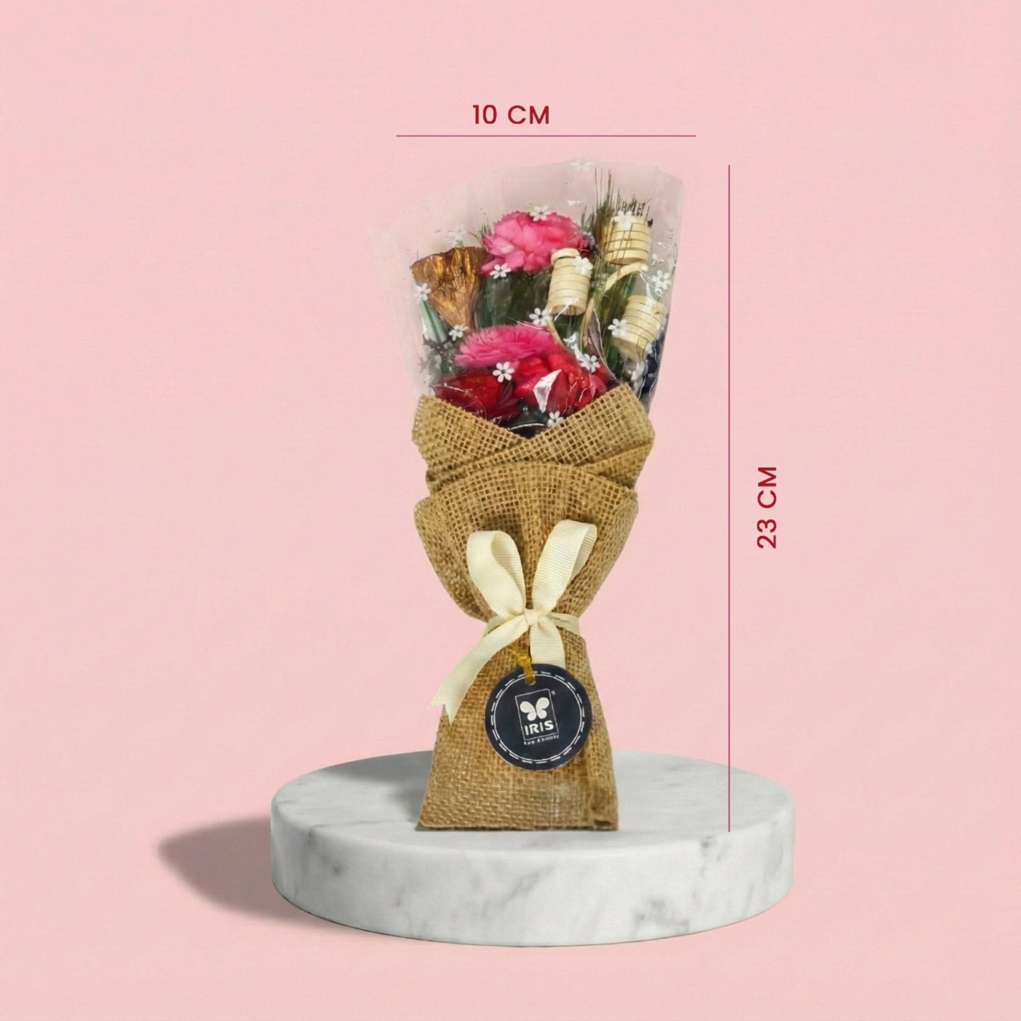 IRIS Rustic Rose Dry Floral Bouquet with 5ml Fragrance Spray