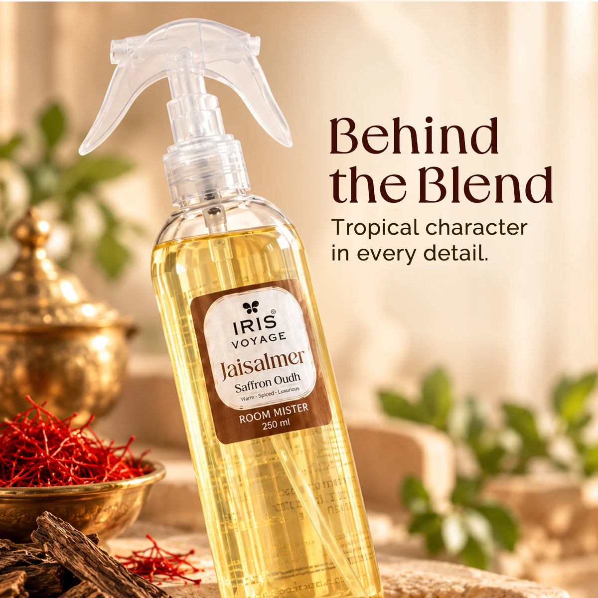 IRIS Voyage Jaisalmer | Saffron Oudh Fragrance Room Mister 250 ml Upto 1200 Sprays
