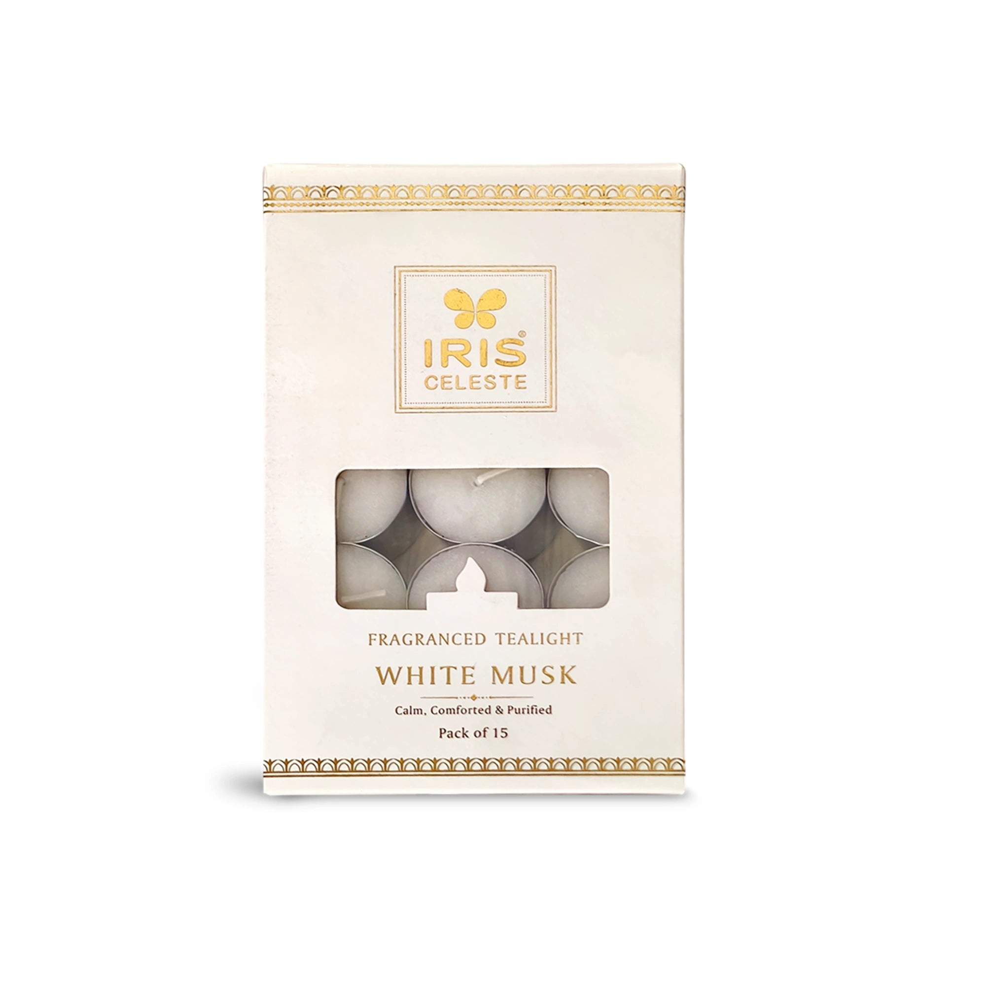 IRIS Celeste White Musk Scented Tealight Candles