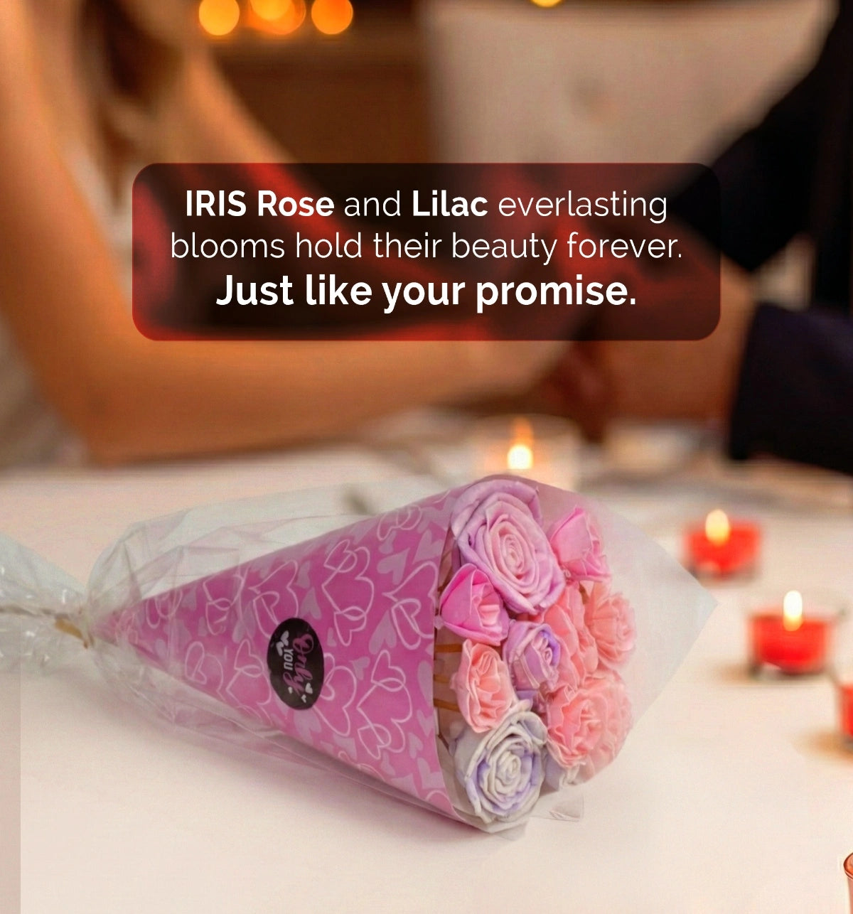 IRIS Rose and Lilac Flower Bouquet with 5ml Fragrance Spray