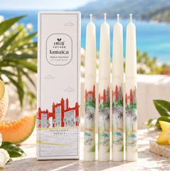 IRIS Voyage Jamaica | Melon Starfruit Scented Taper Candles Pack of 4 | 8 Hrs Burn Time