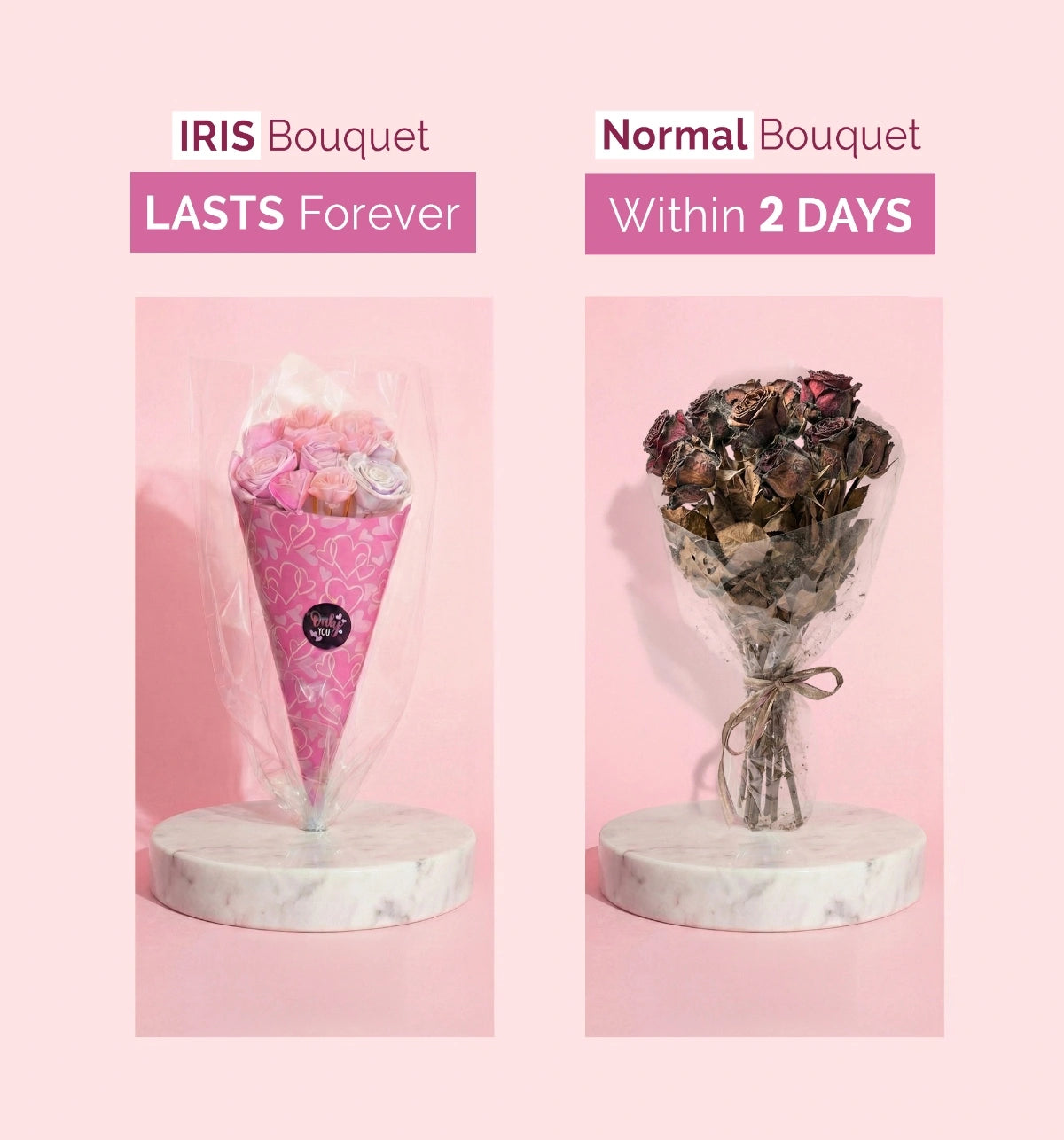 IRIS Rose and Lilac Flower Bouquet with 5ml Fragrance Spray