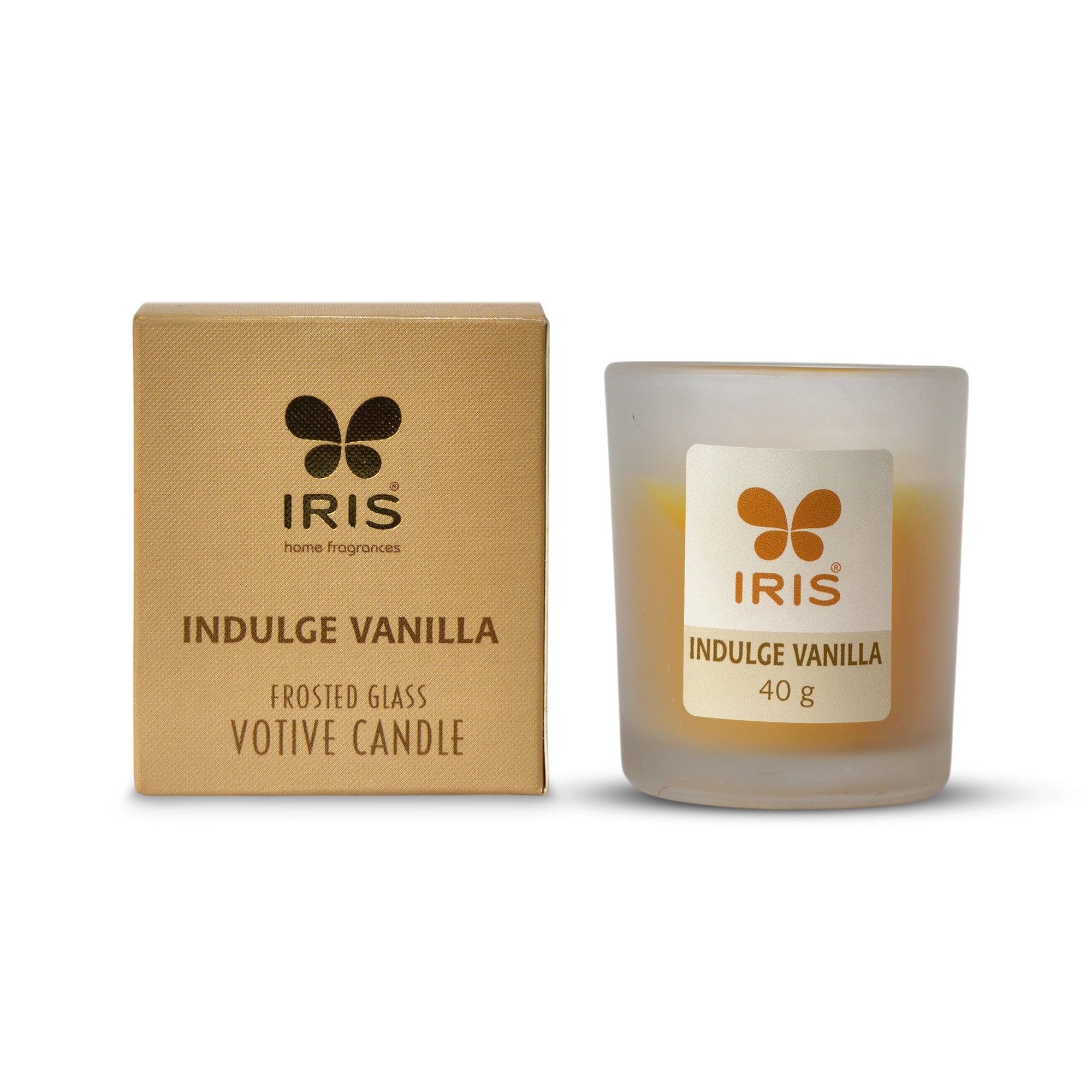 IRIS Indulge Vanilla Frosted Shot glass scented candle