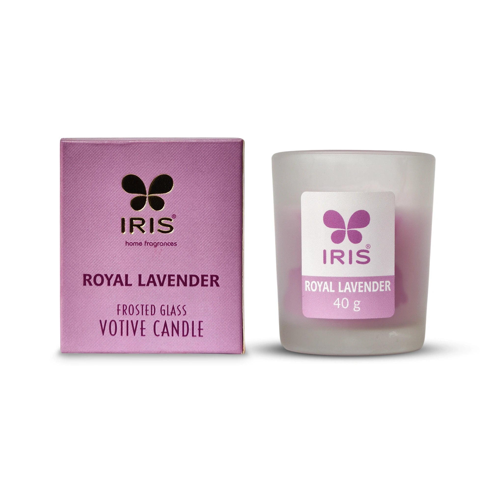 IRIS Royal Lavender Frosted Shot Glass Scented Candle