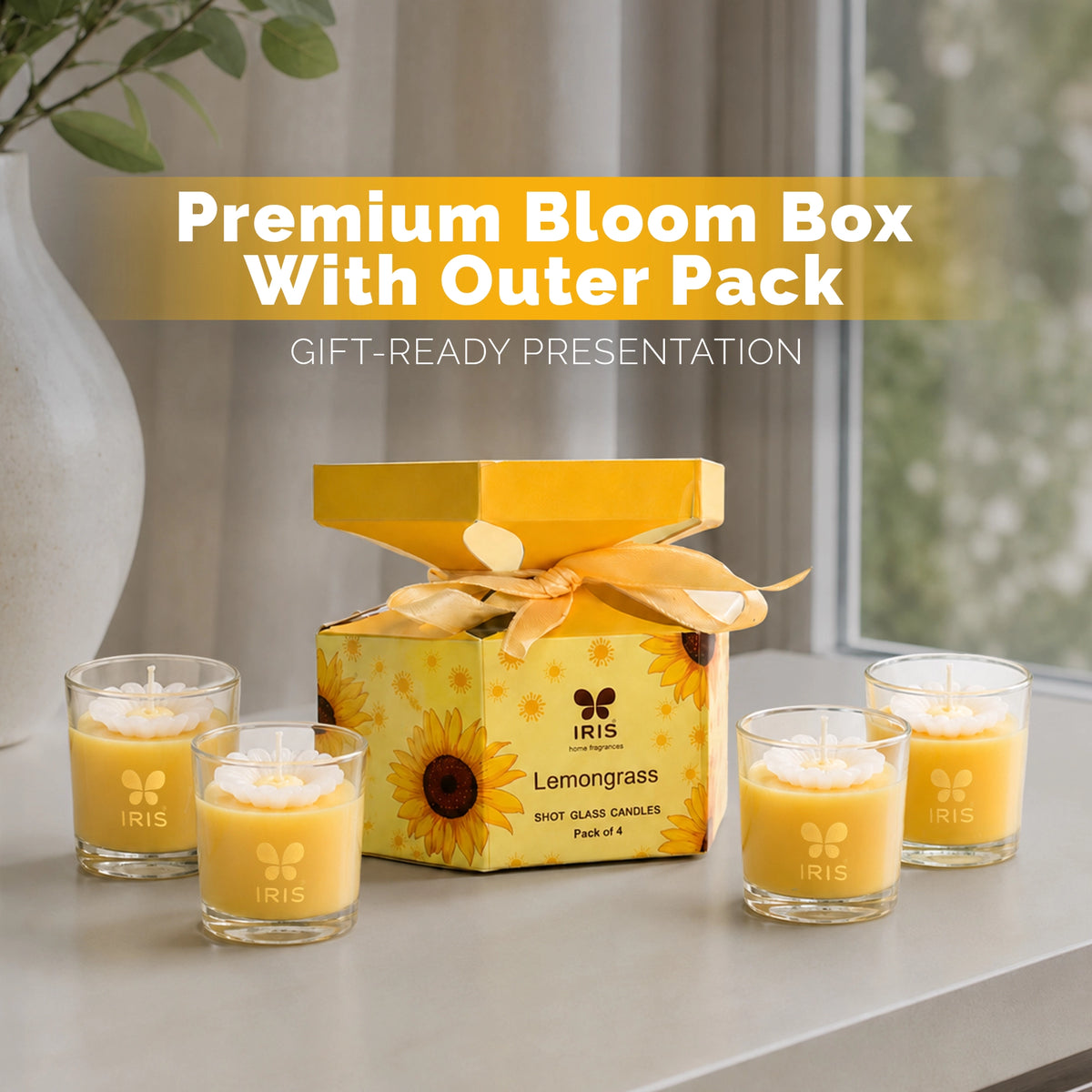 Lemongrass Scented Shot Glass Candle Gift Set | Pack of 4 | Gift Ready Package