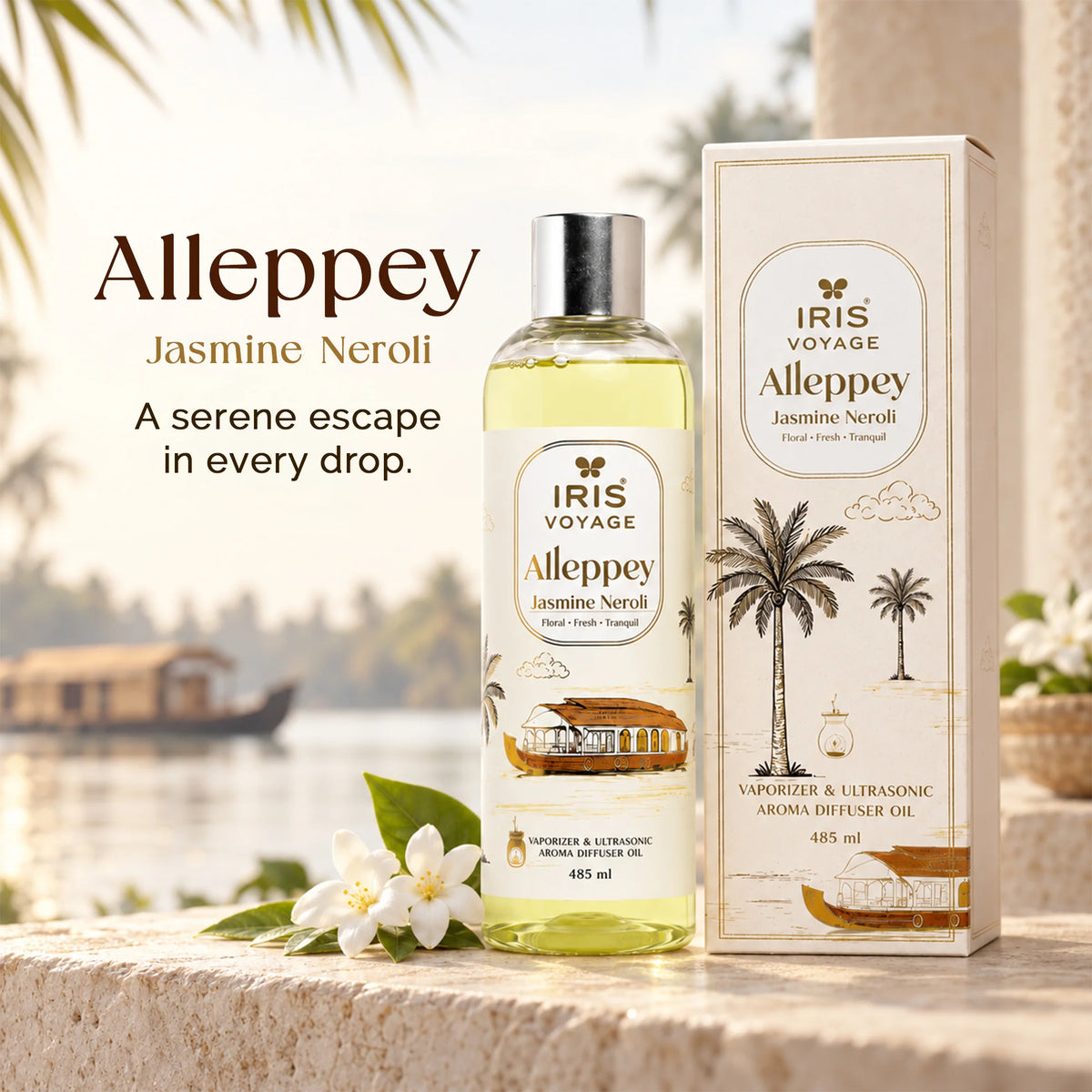 IRIS Voyage Alleppey | Jasmine Neroli Aroma Vaporizer & Ultrasonic Diffuser Oil 485 ml