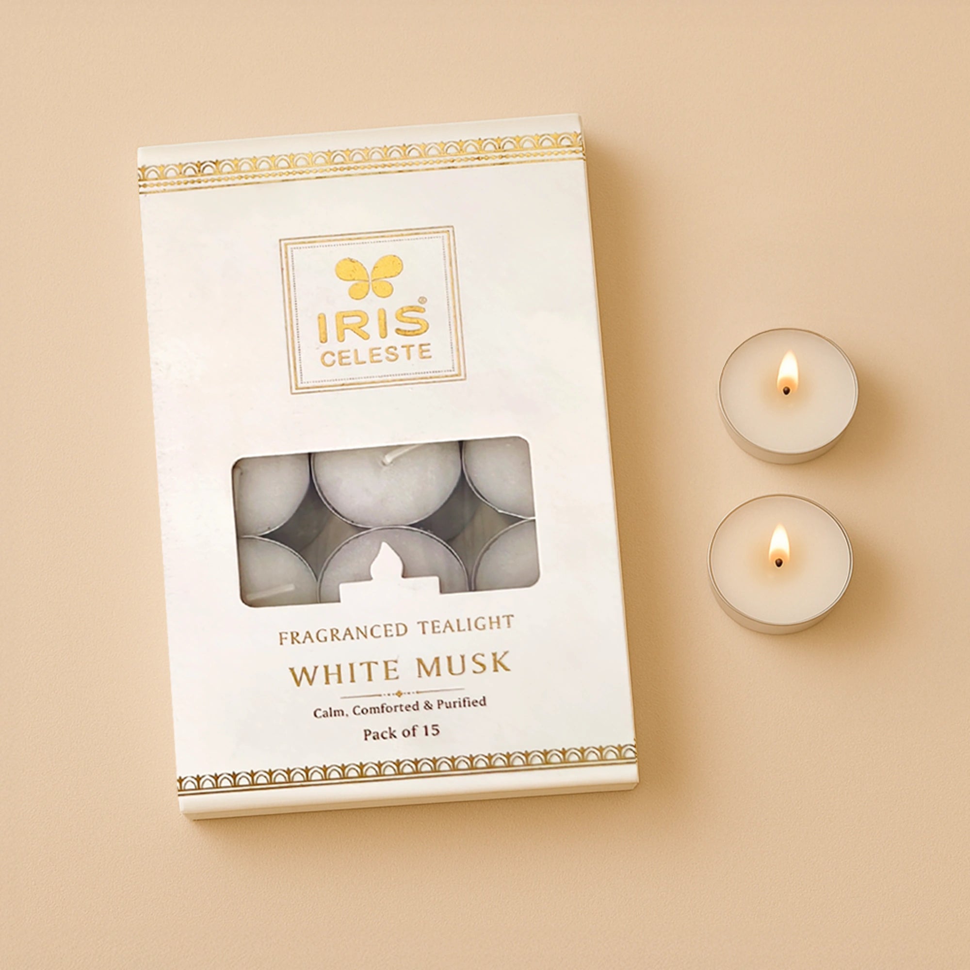 IRIS Celeste White Musk Scented Tealight Candles