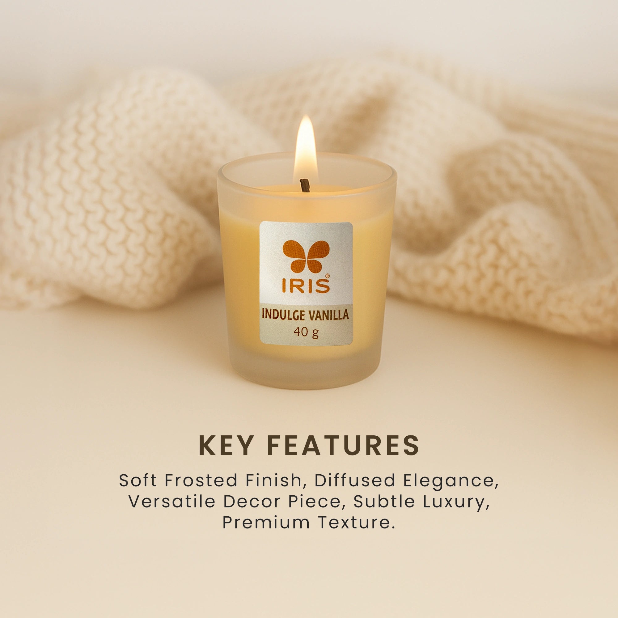IRIS Indulge Vanilla Frosted Shot glass scented candle